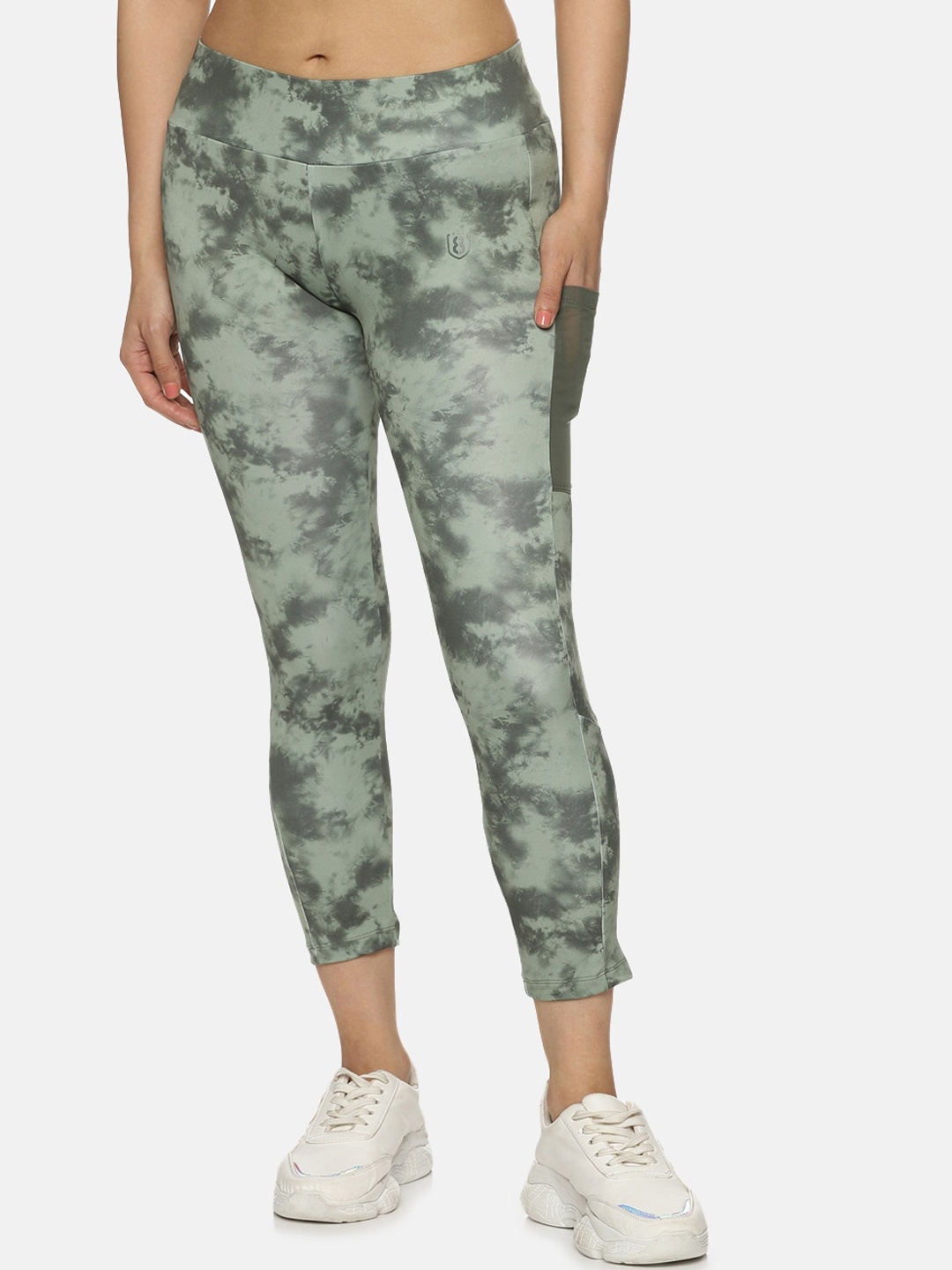 

DOMIN8 Women Printed Skinny-Fit Track Pants, Green