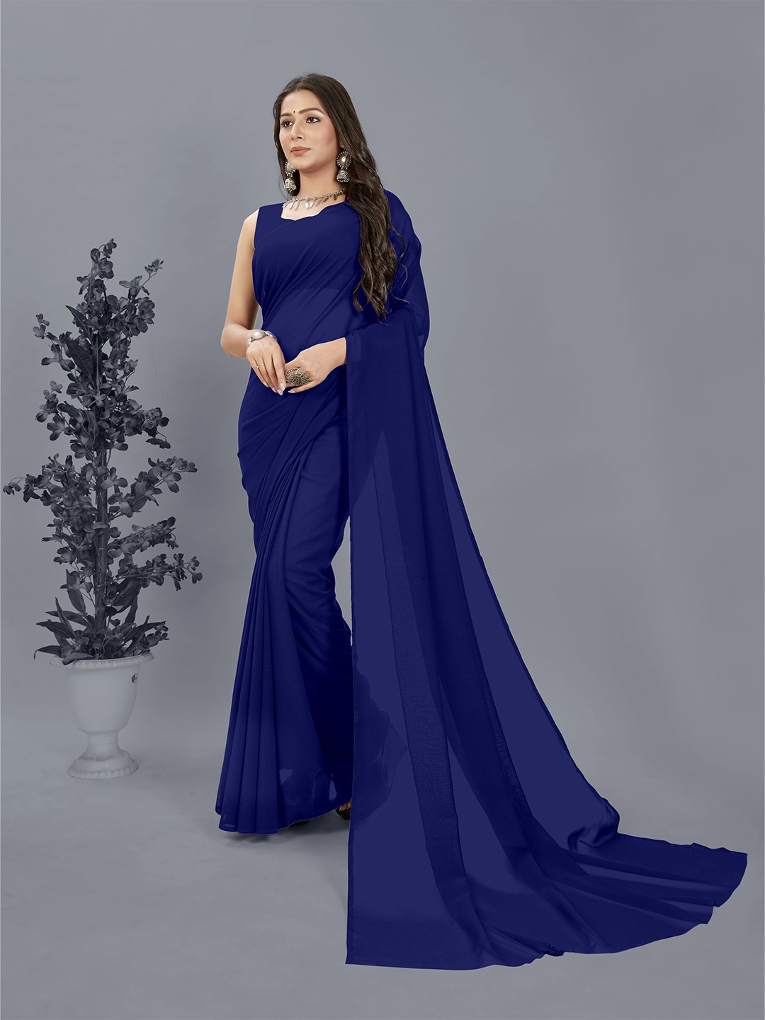 

Moda Rapido Poly Georgette Saree, Blue