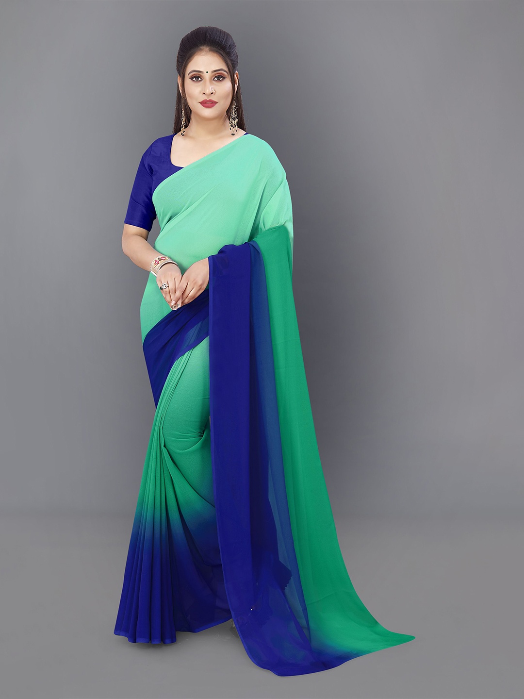 

Moda Rapido Colourblocked Saree, Green