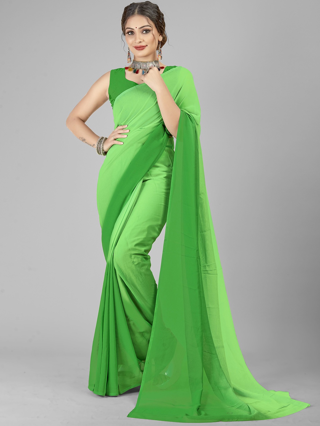 

Moda Rapido Ombre Printed Saree, Green