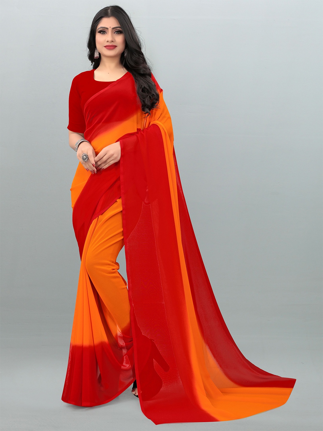 

ANAND SAREES Ombre Dyed Saree, Red