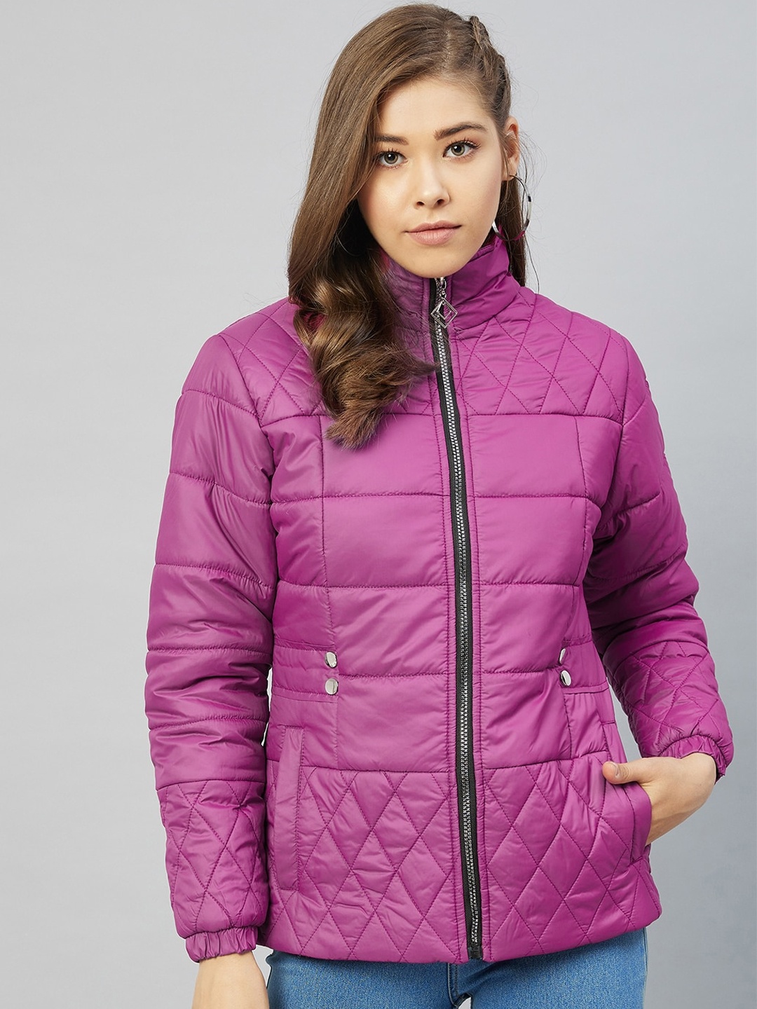 

RARE Mock Collar Lightweight Padded Jacket, Purple