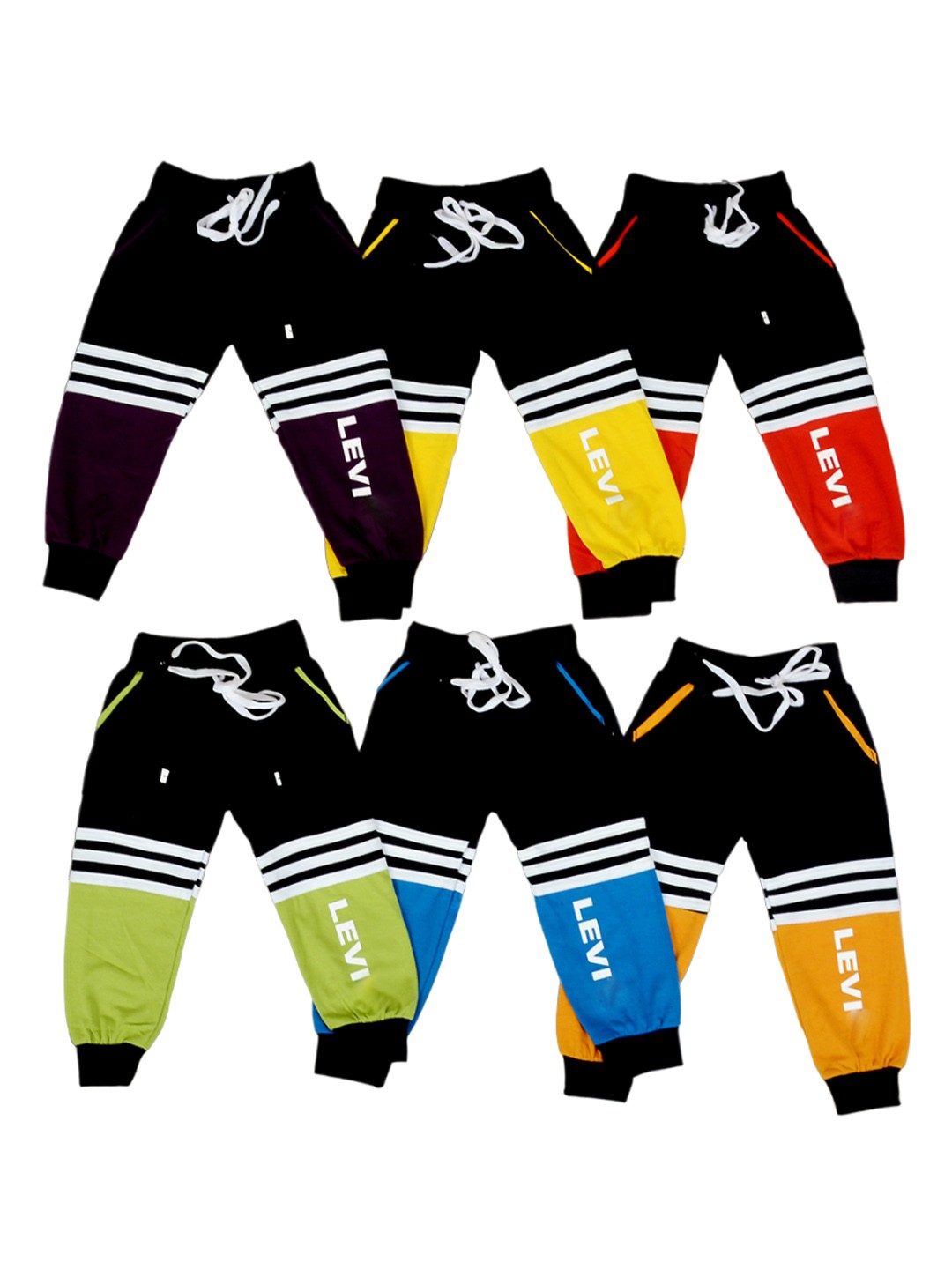 

BAESD Kids Pack Of 6 Colourblocked Dri-FIT Cotton Mid Rise Joggers, Black