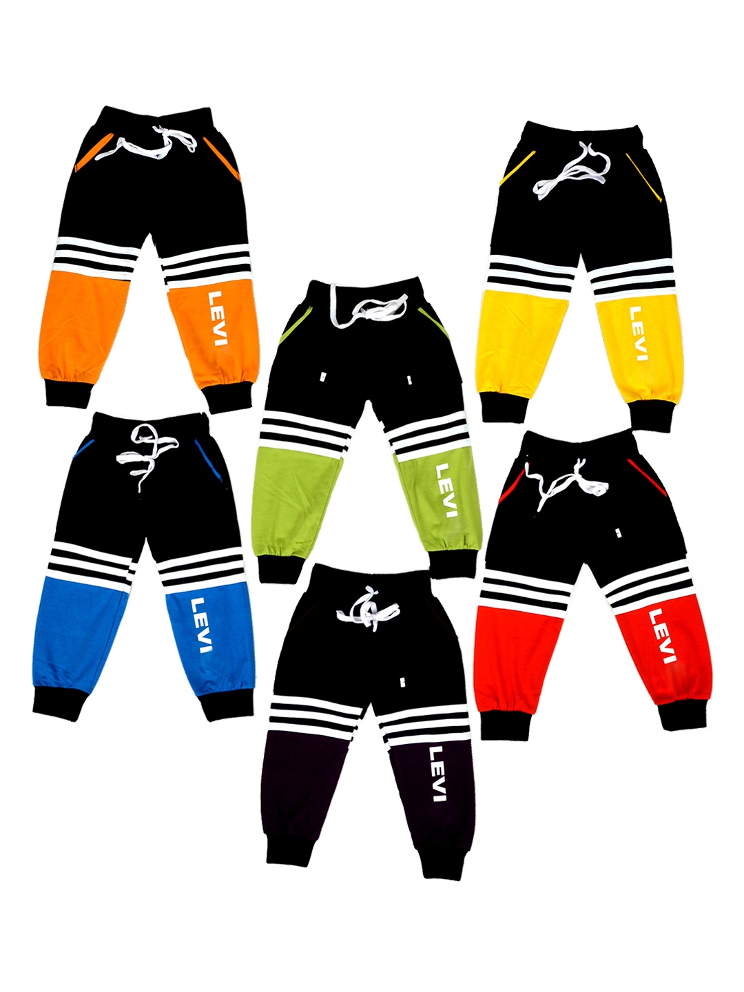 

BAESD Infants Pack Of 6 Mid Rise Dri-FIT Cotton Joggers, Black