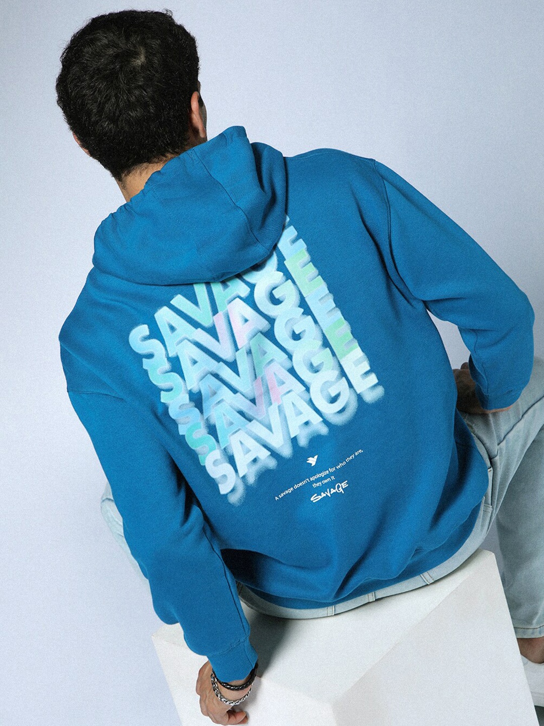 

Hubberholme Typography Printed Hooded Sweatshirt, Blue