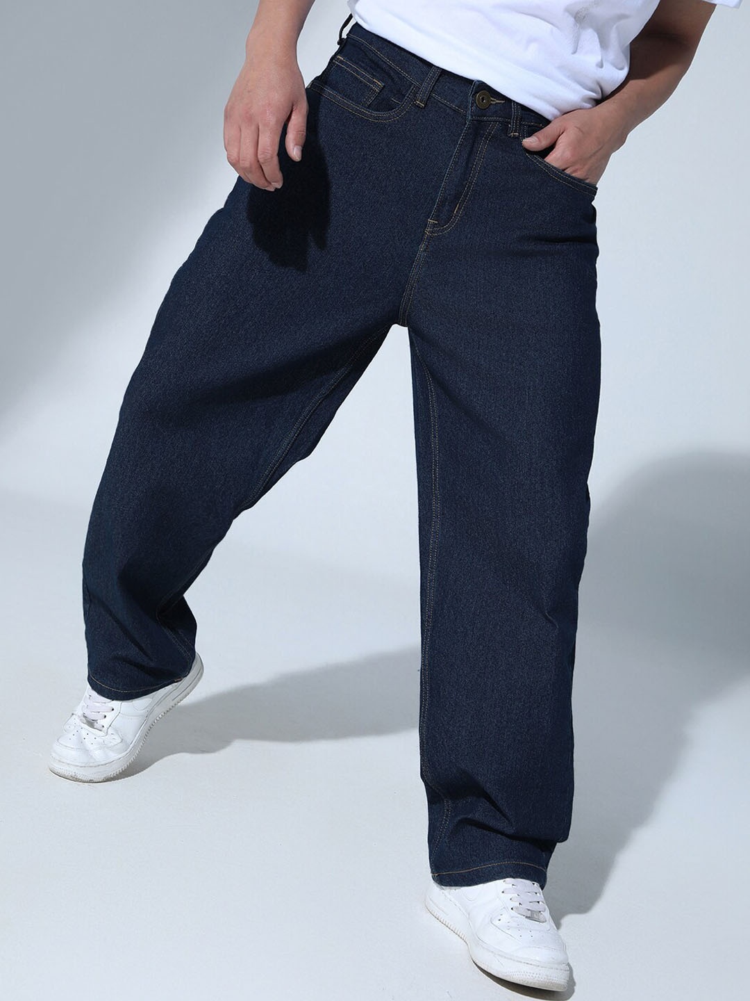 

hubberholme Men 90's Relaxed Straight Fit Stretchable Jeans, Blue