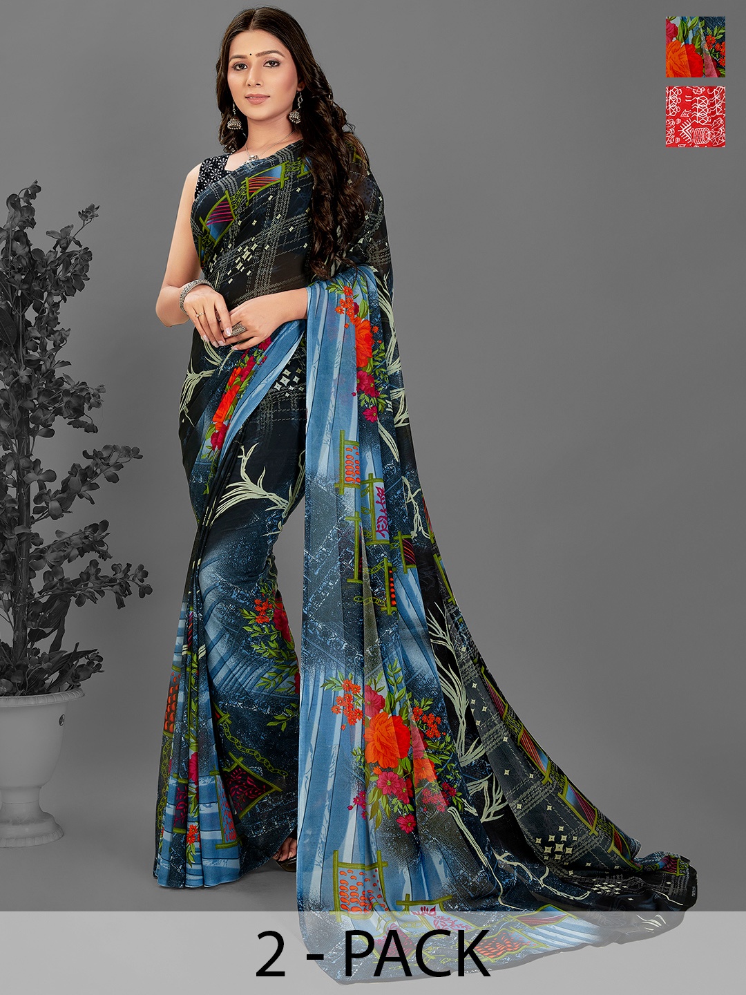

ANAND SAREES Warli Printed Saree, Red