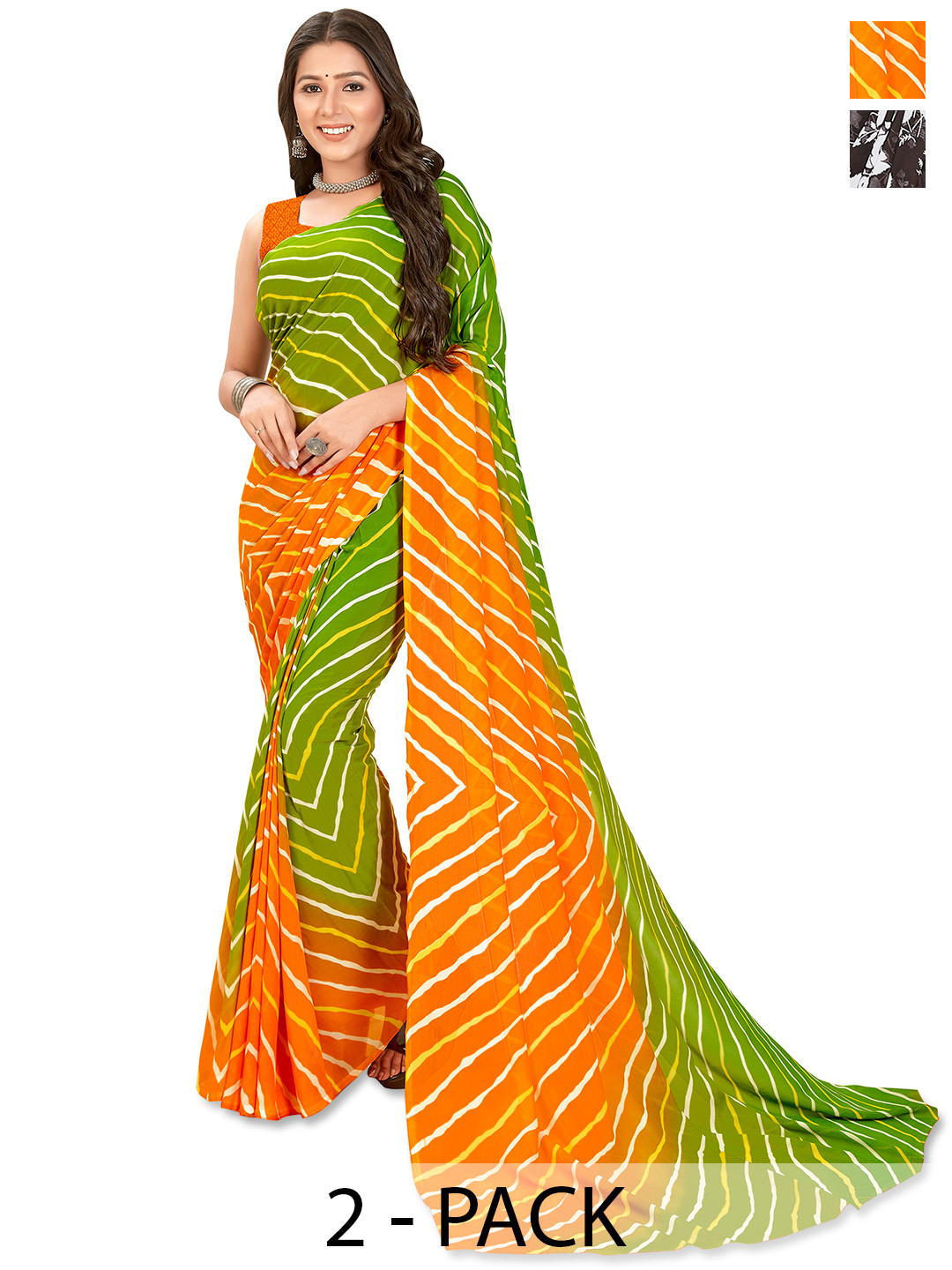 

ANAND SAREES Floral Saree, Green