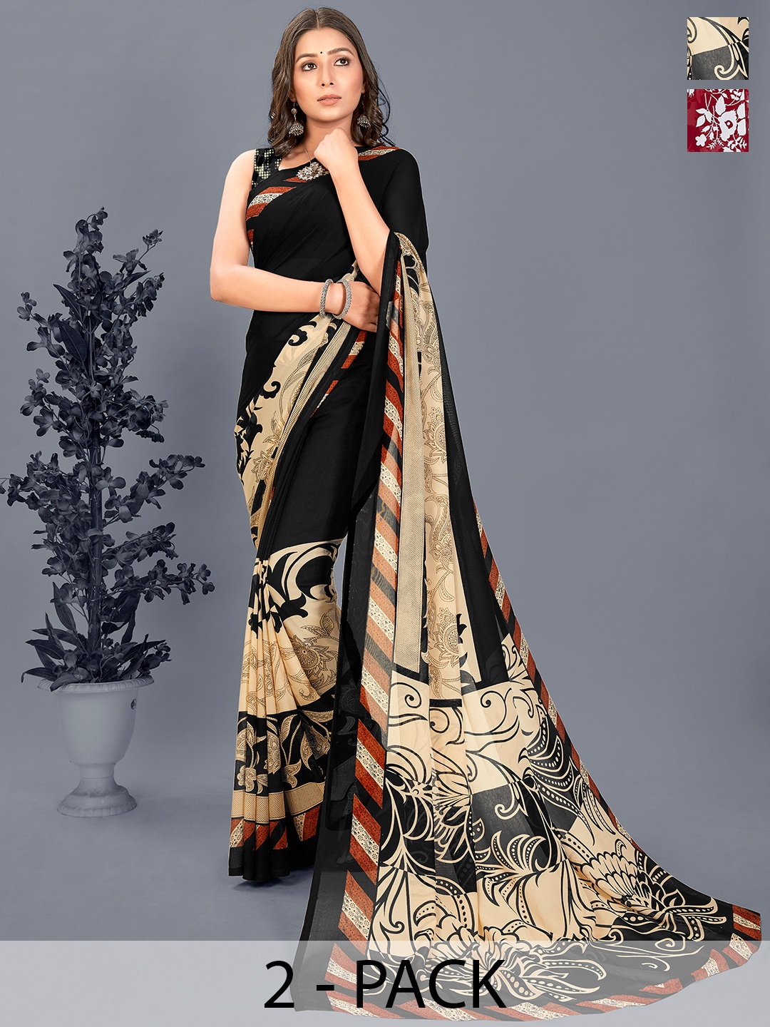 

ANAND SAREES Floral Saree, Red