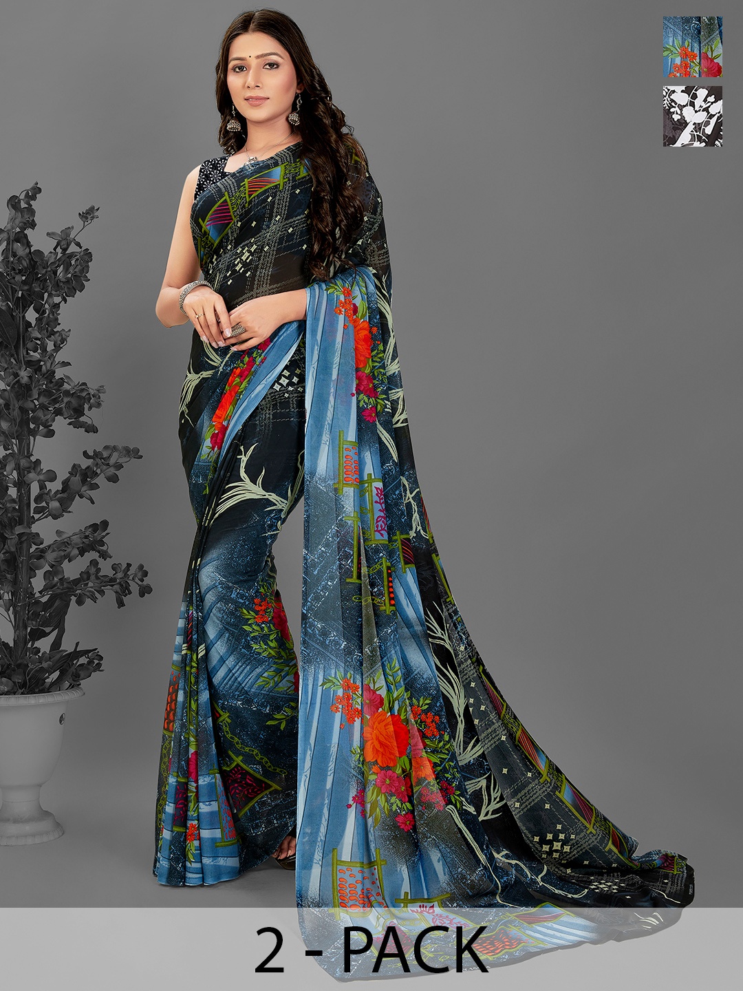 ANAND SAREES Floral Saree, Brown