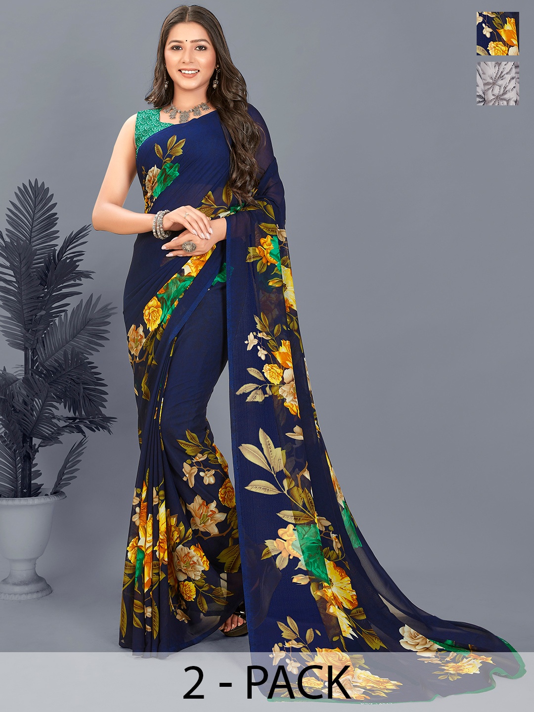 

ANAND SAREES Floral Saree, Teal