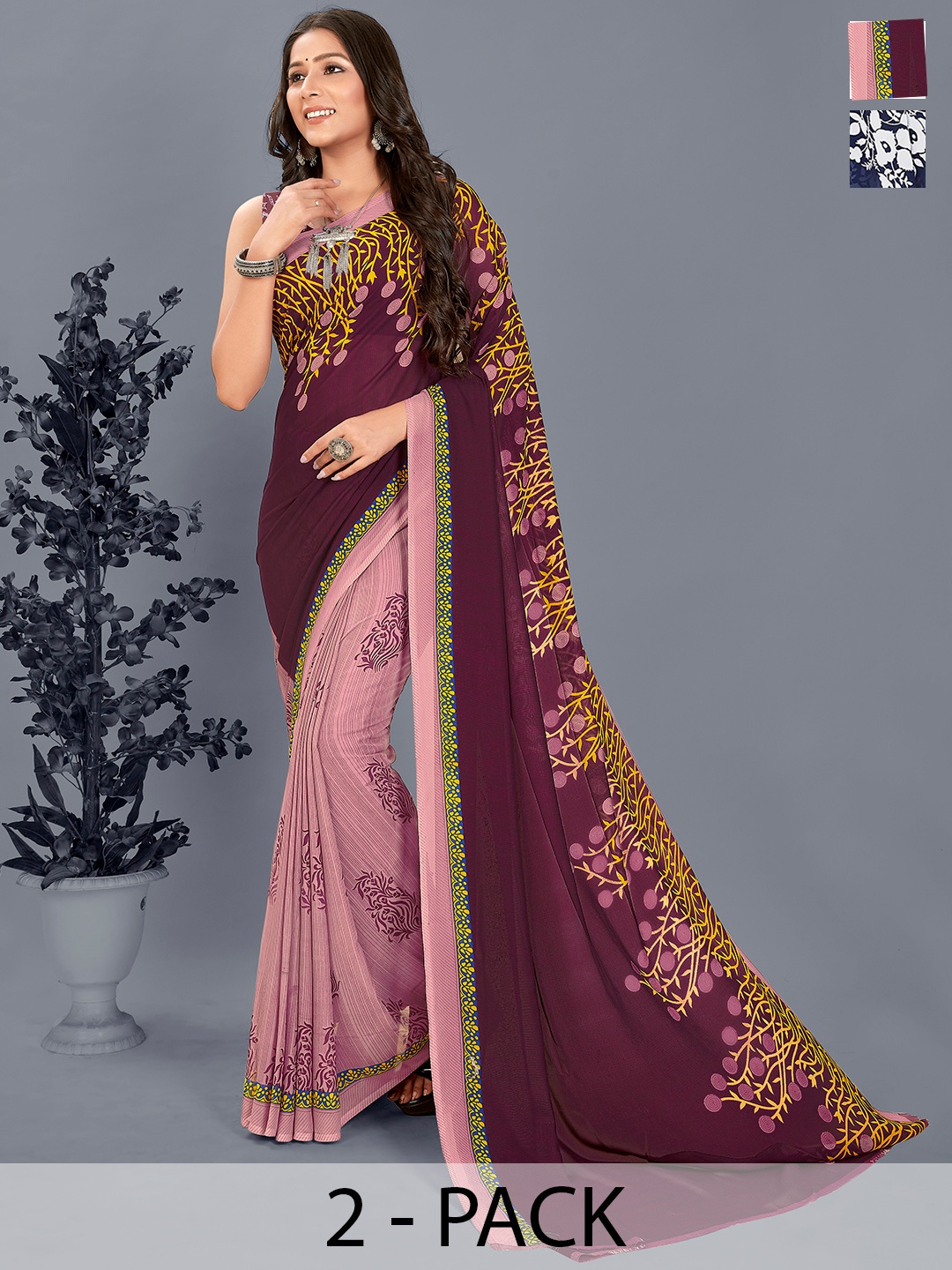 

ANAND SAREES Floral Saree, Blue