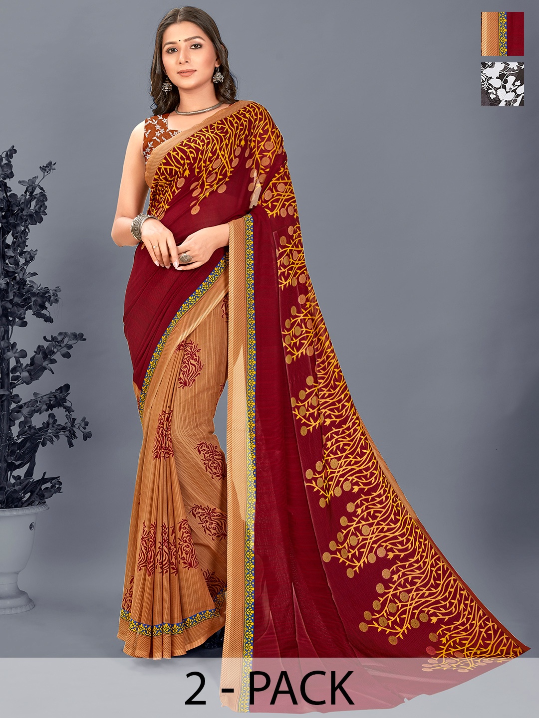 

ANAND SAREES Floral Saree, Black