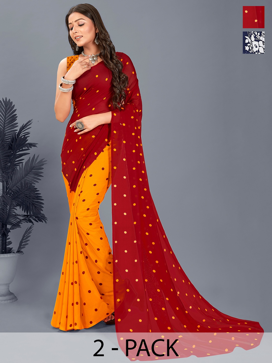 

ANAND SAREES Floral Saree, Navy blue