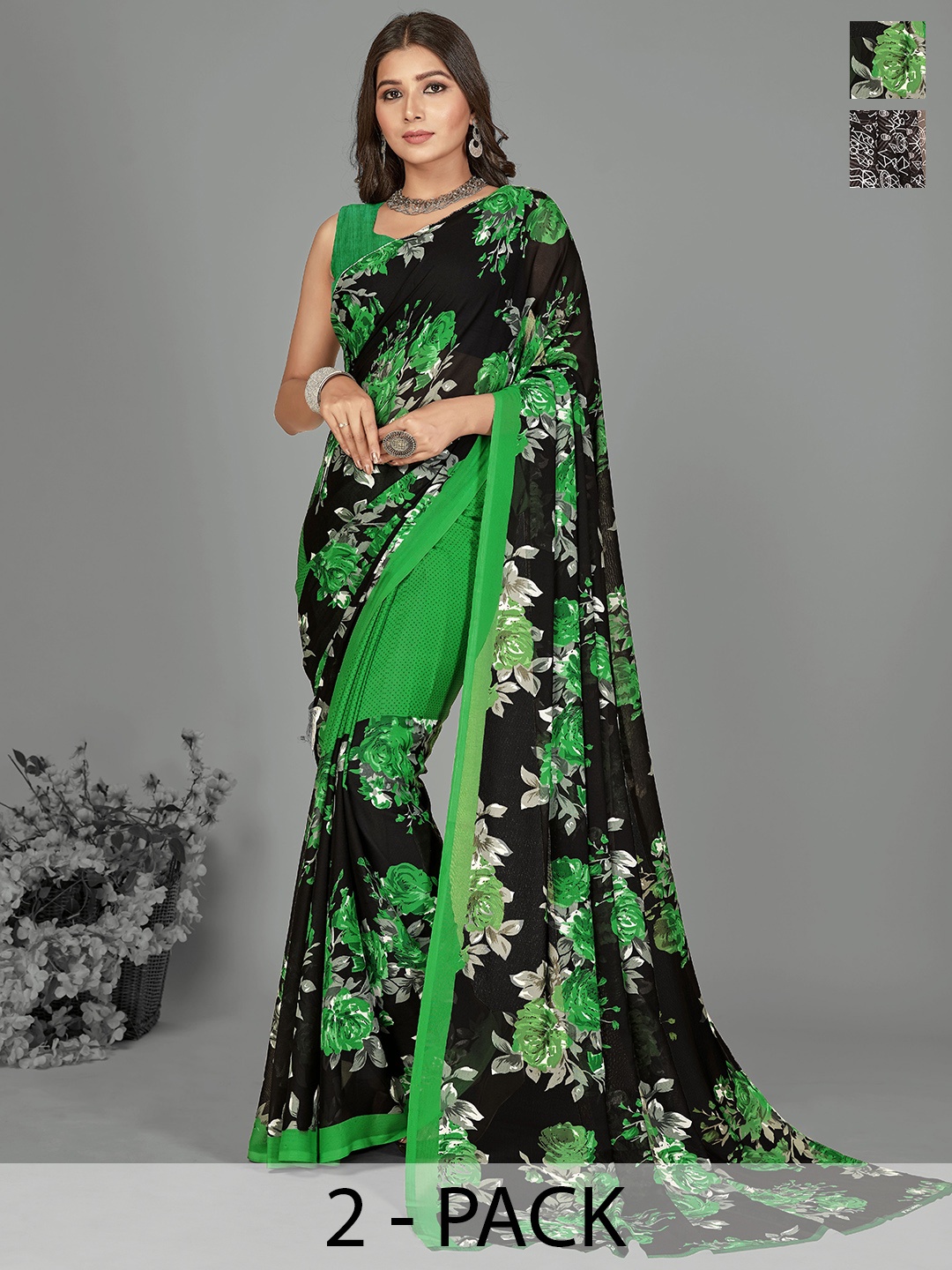 

ANAND SAREES Floral Saree, Brown