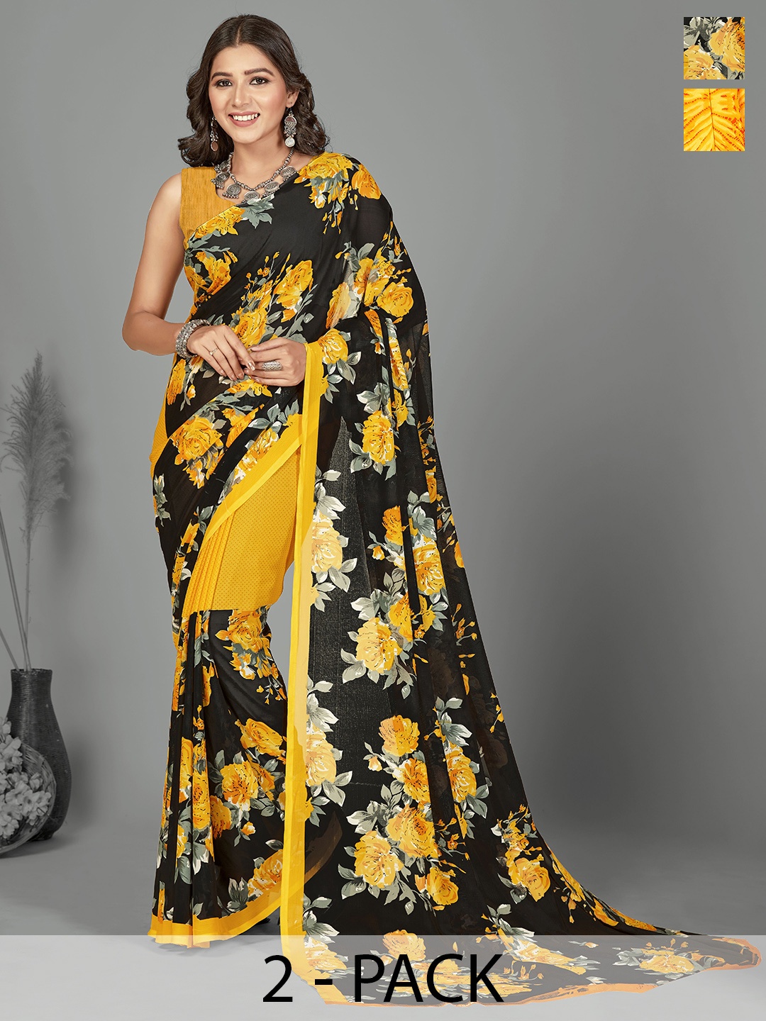 

ANAND SAREES Floral Saree, Black