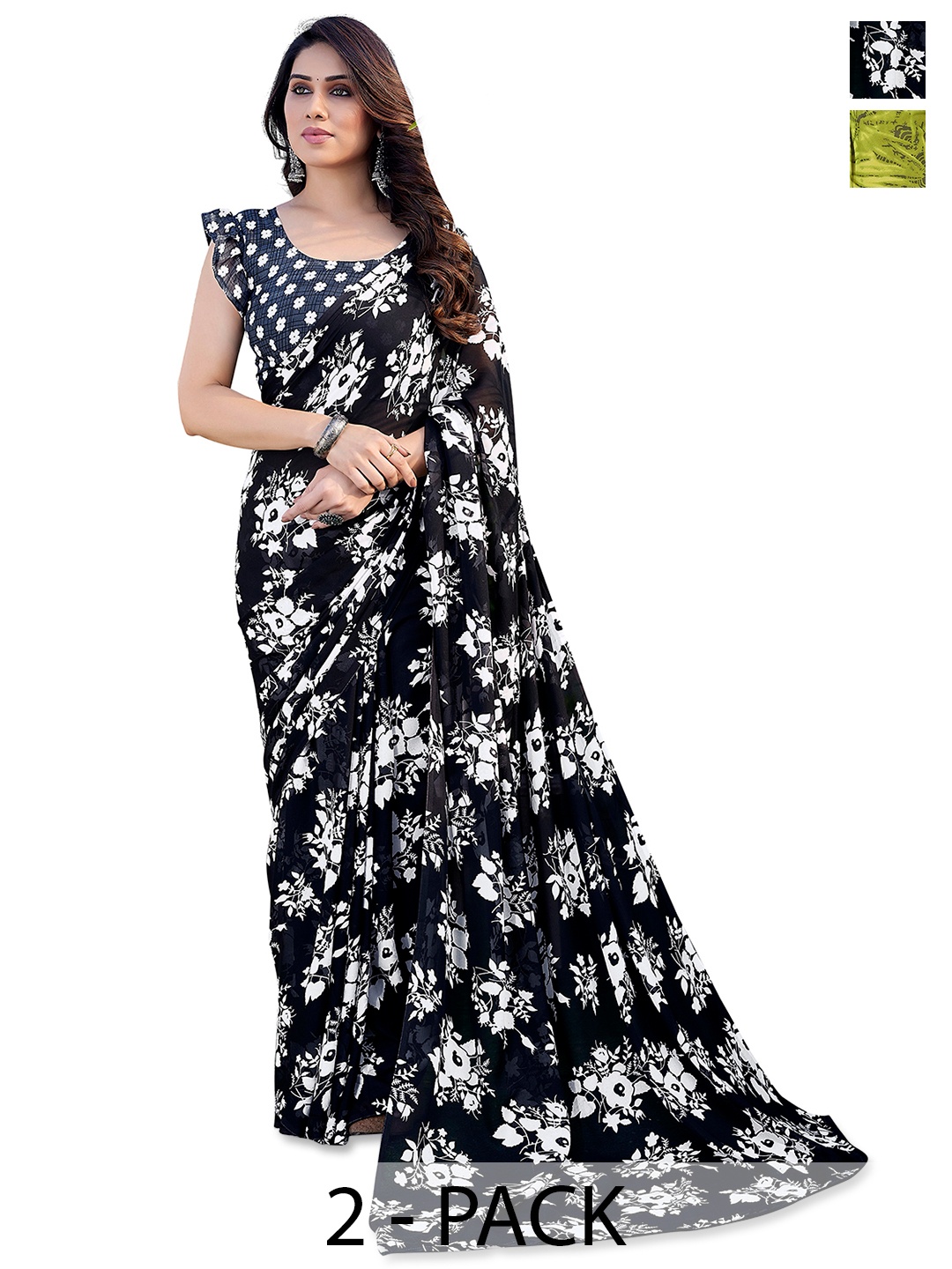 

ANAND SAREES Floral Saree, Black