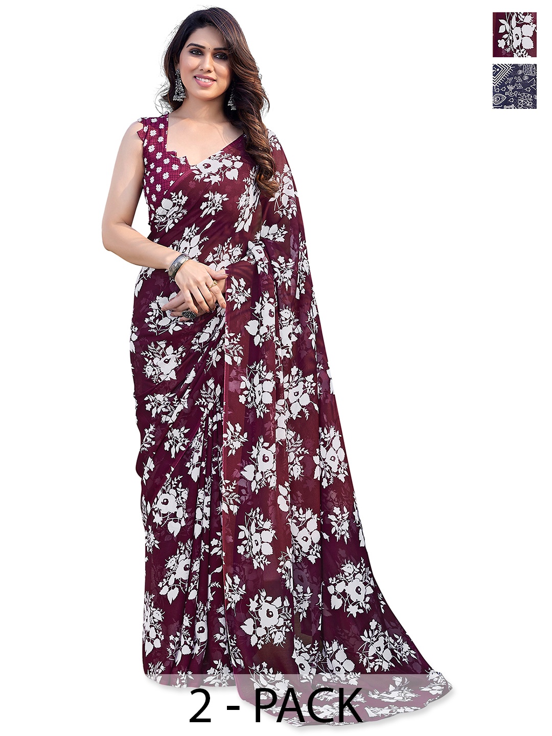 

ANAND SAREES Floral Saree, Maroon