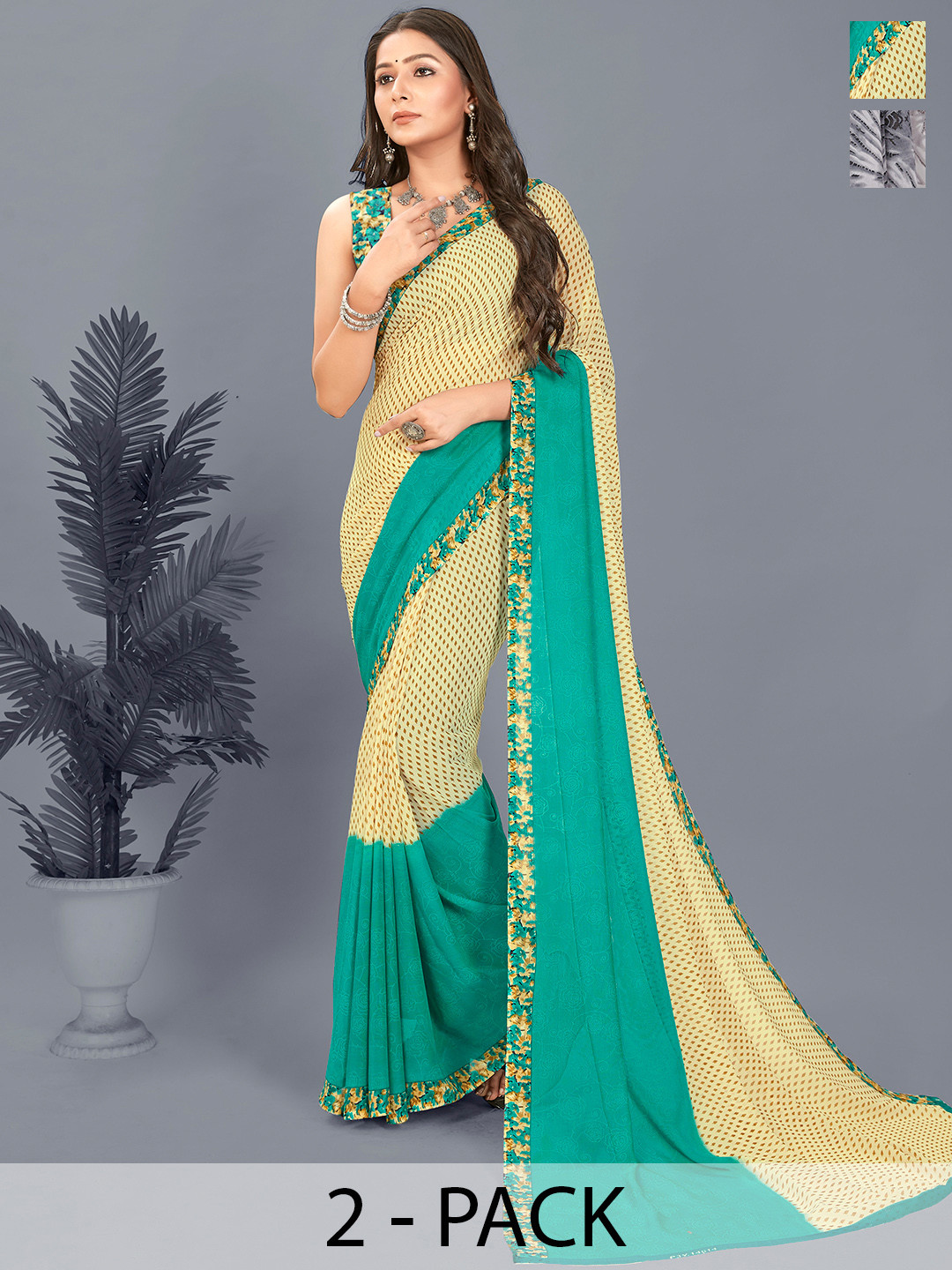 

ANAND SAREES Floral Saree, Beige