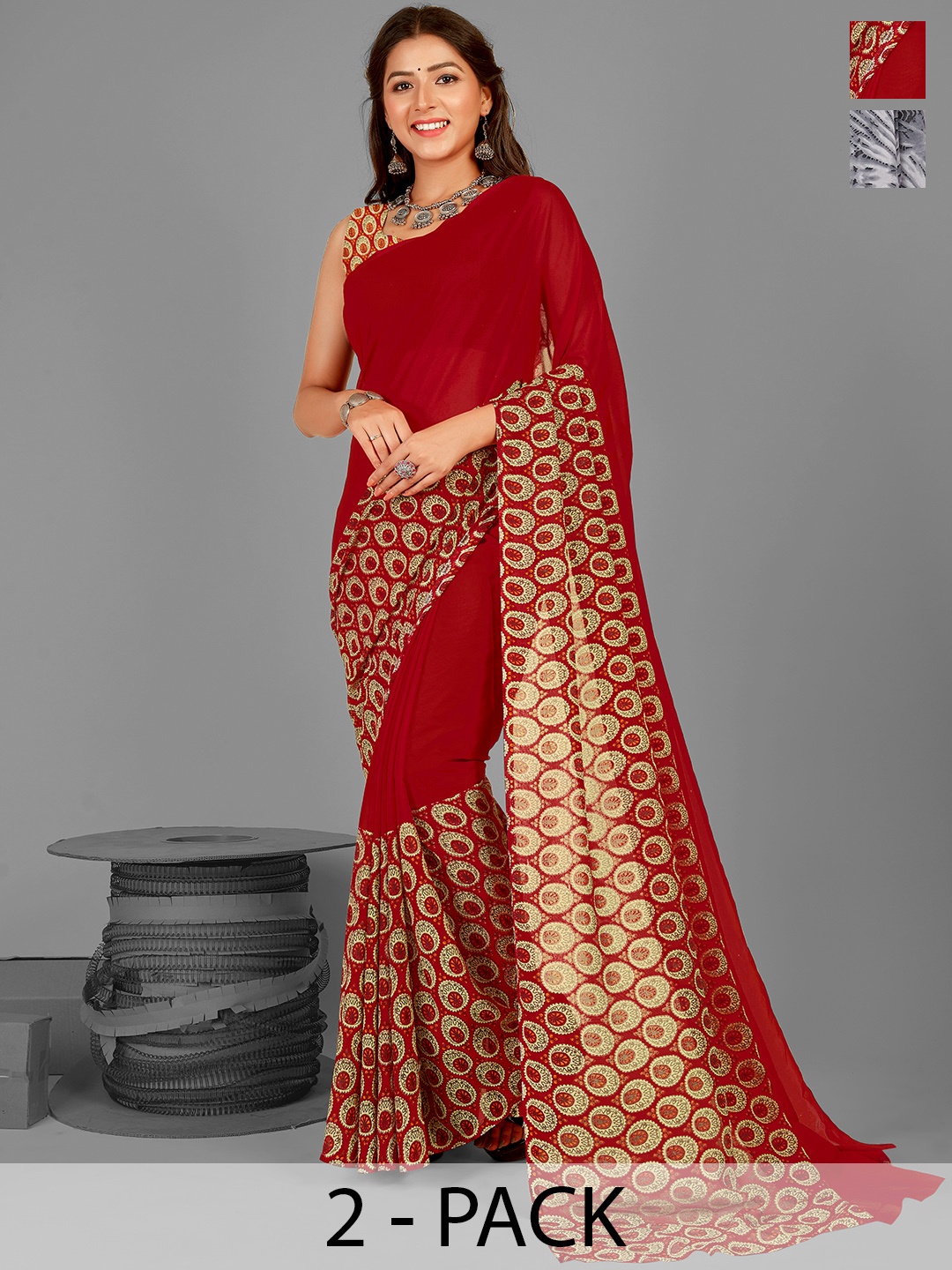 

ANAND SAREES Pack Of 2 Saree, Grey