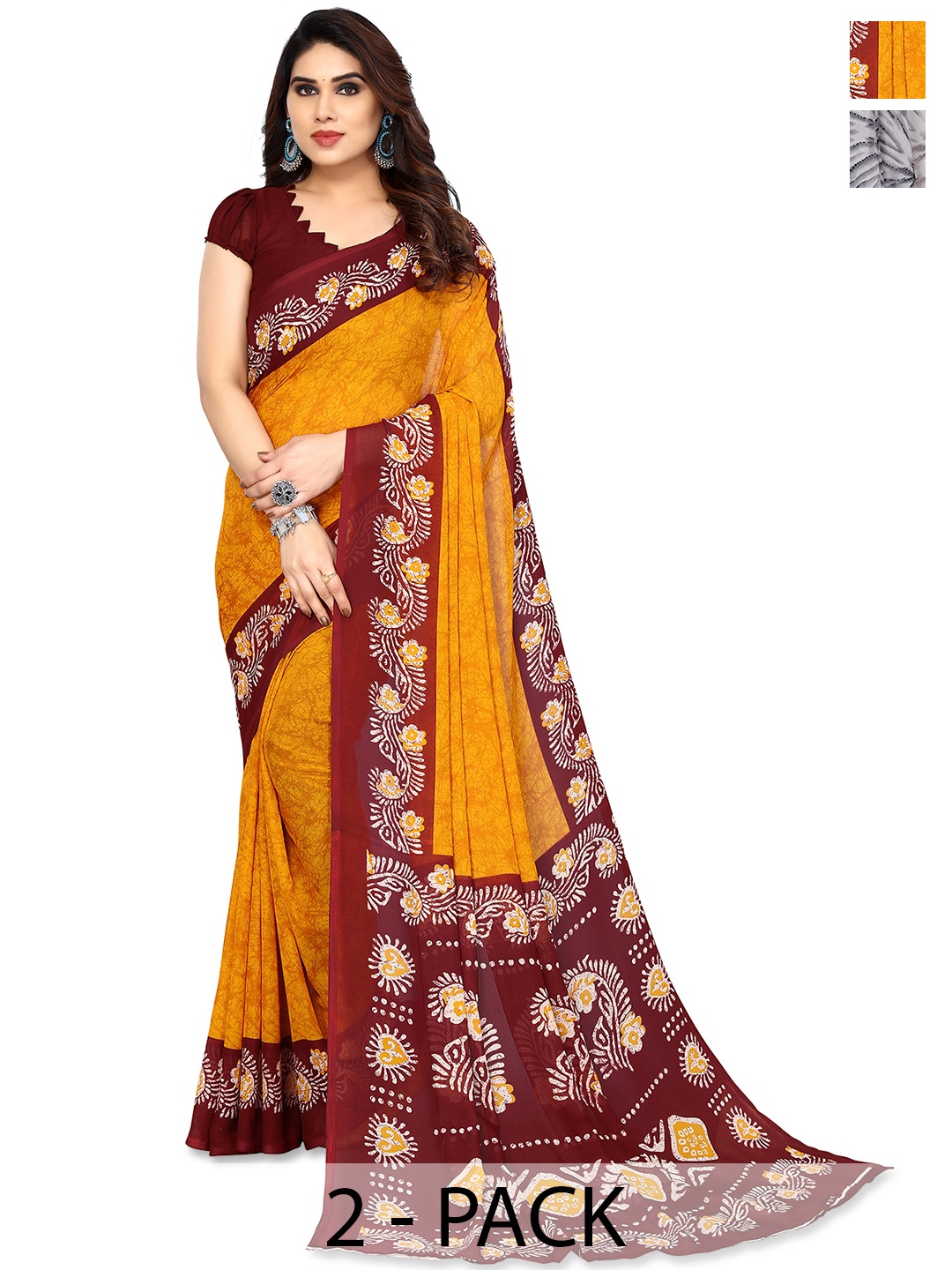 

ANAND SAREES Ethnic Motifs Poly Georgette Saree, Yellow