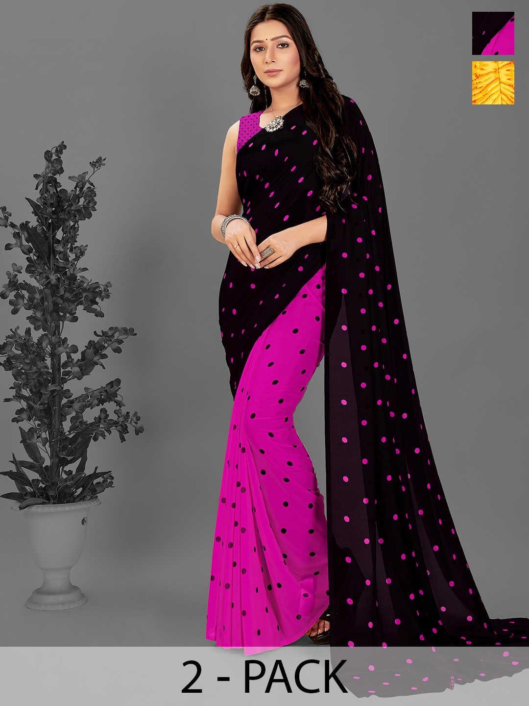 

ANAND SAREES Selection of 2 Printed Saree, Yellow