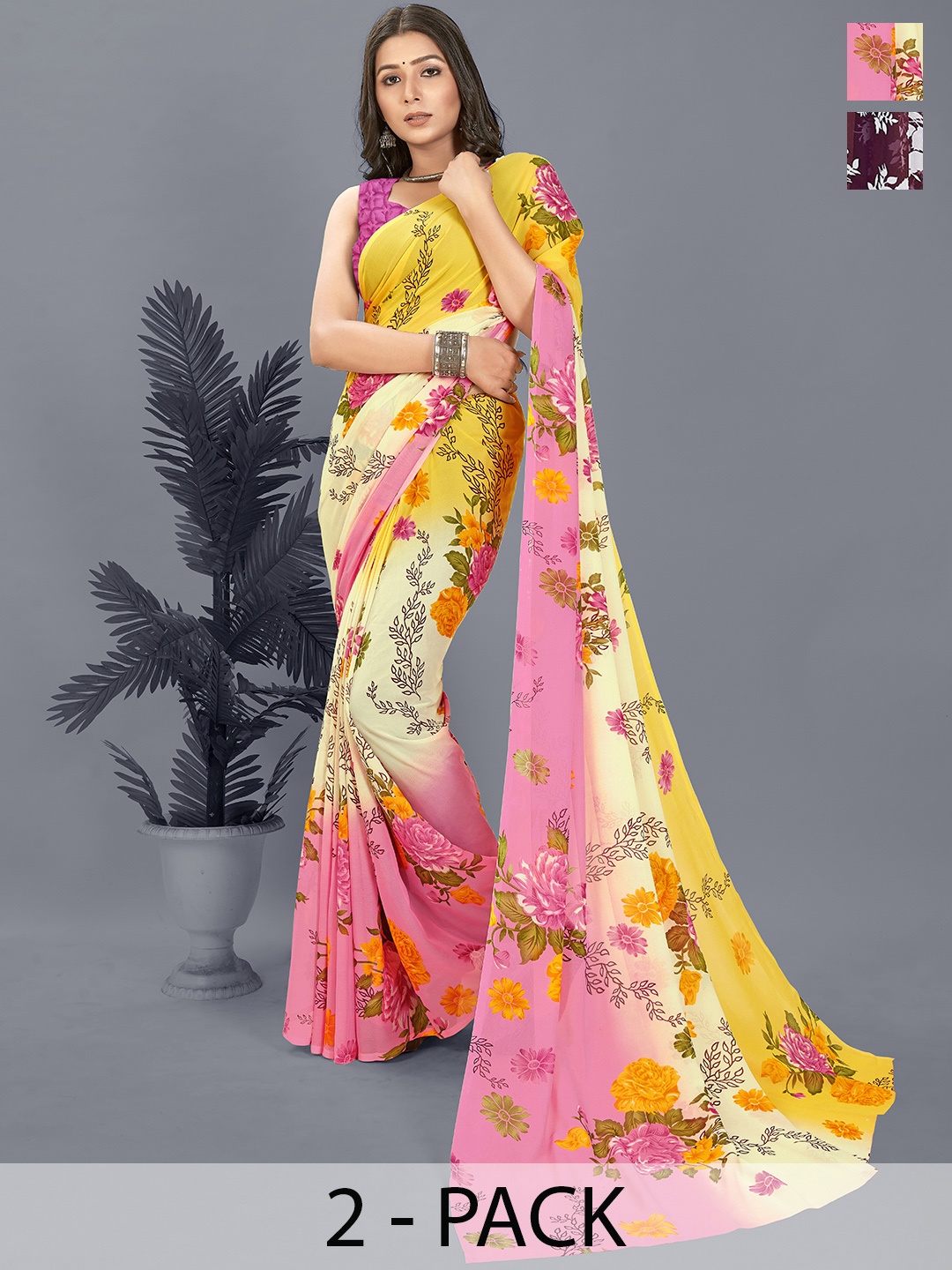 

ANAND SAREES Floral Saree, Burgundy
