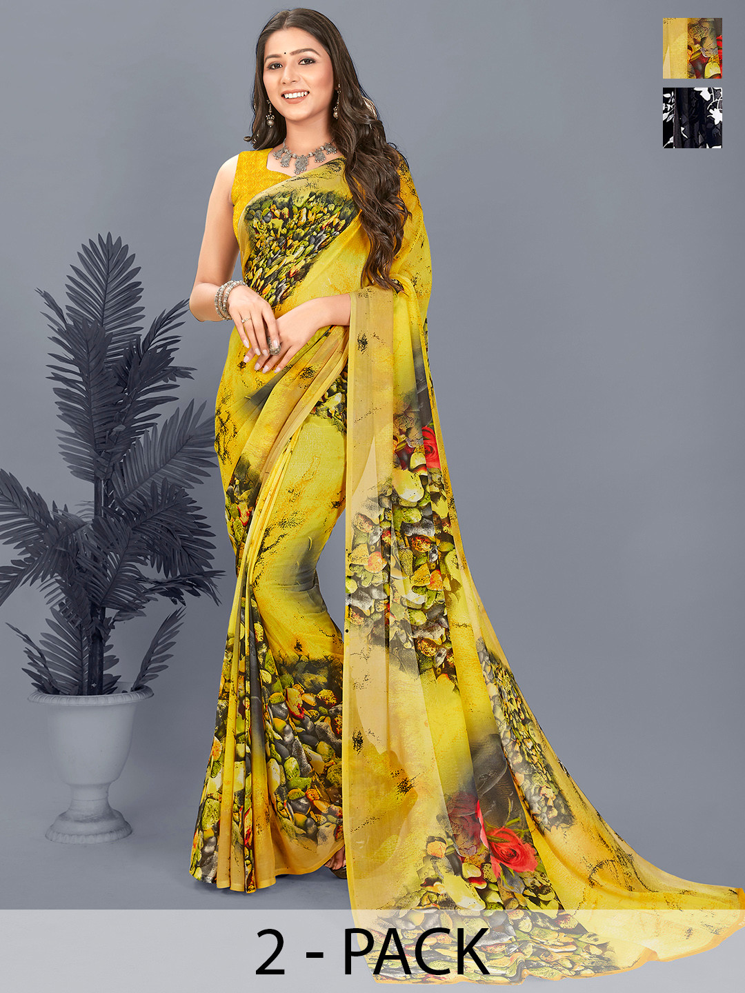

ANAND SAREES Floral Saree, Black