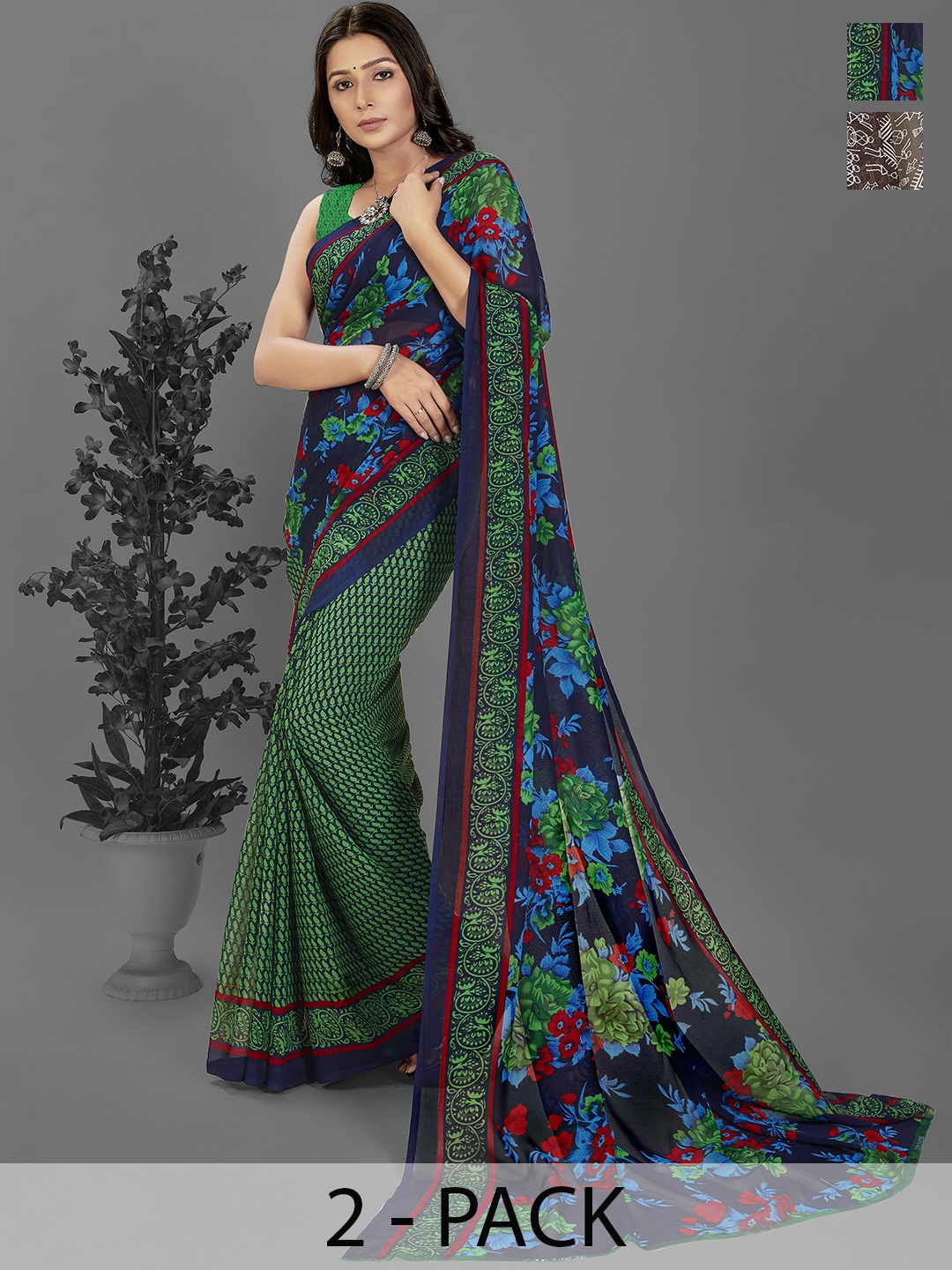 

ANAND SAREES Warli Saree Pack of 2, Brown