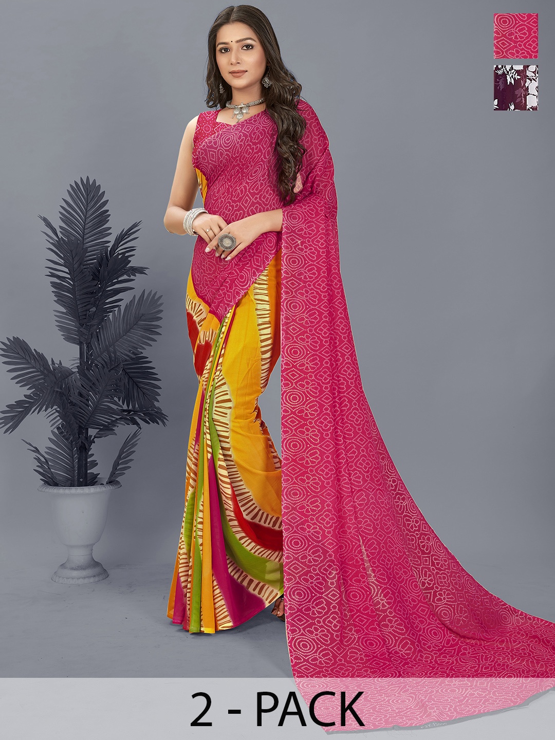 

ANAND SAREES Floral Poly Georgette Saree, Burgundy