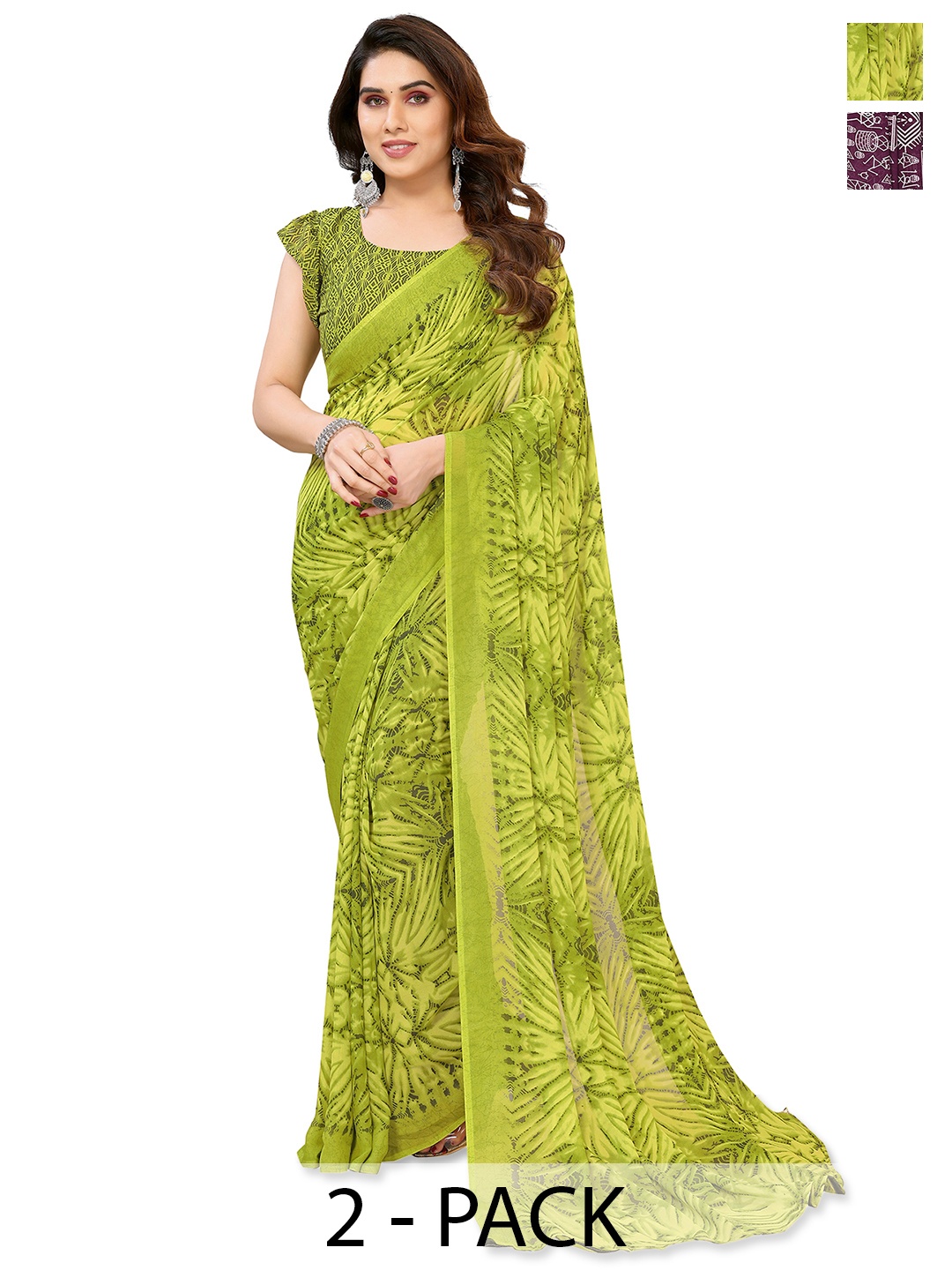 

ANAND SAREES Selection of 2 Printed Saree, Multi