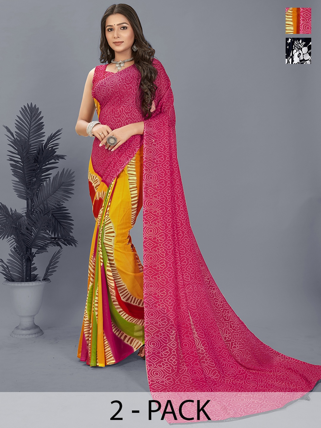 

ANAND SAREES Floral Poly Georgette Saree, Black