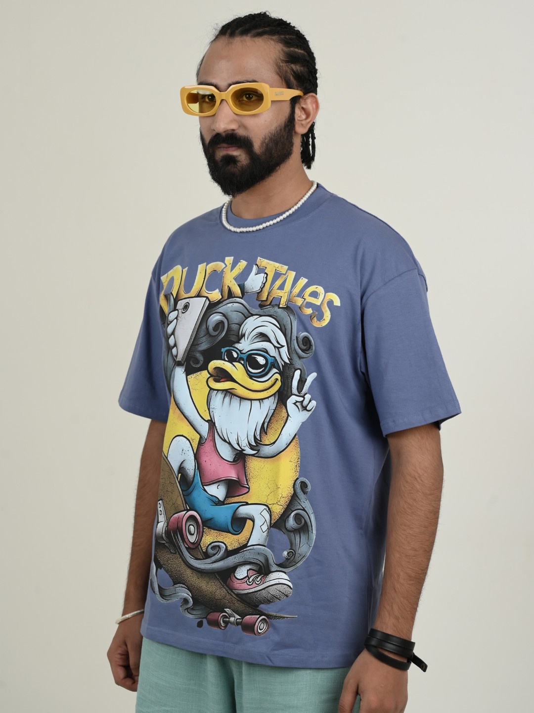 

Unfussy Men Printed Raw Edge T-shirt, Blue