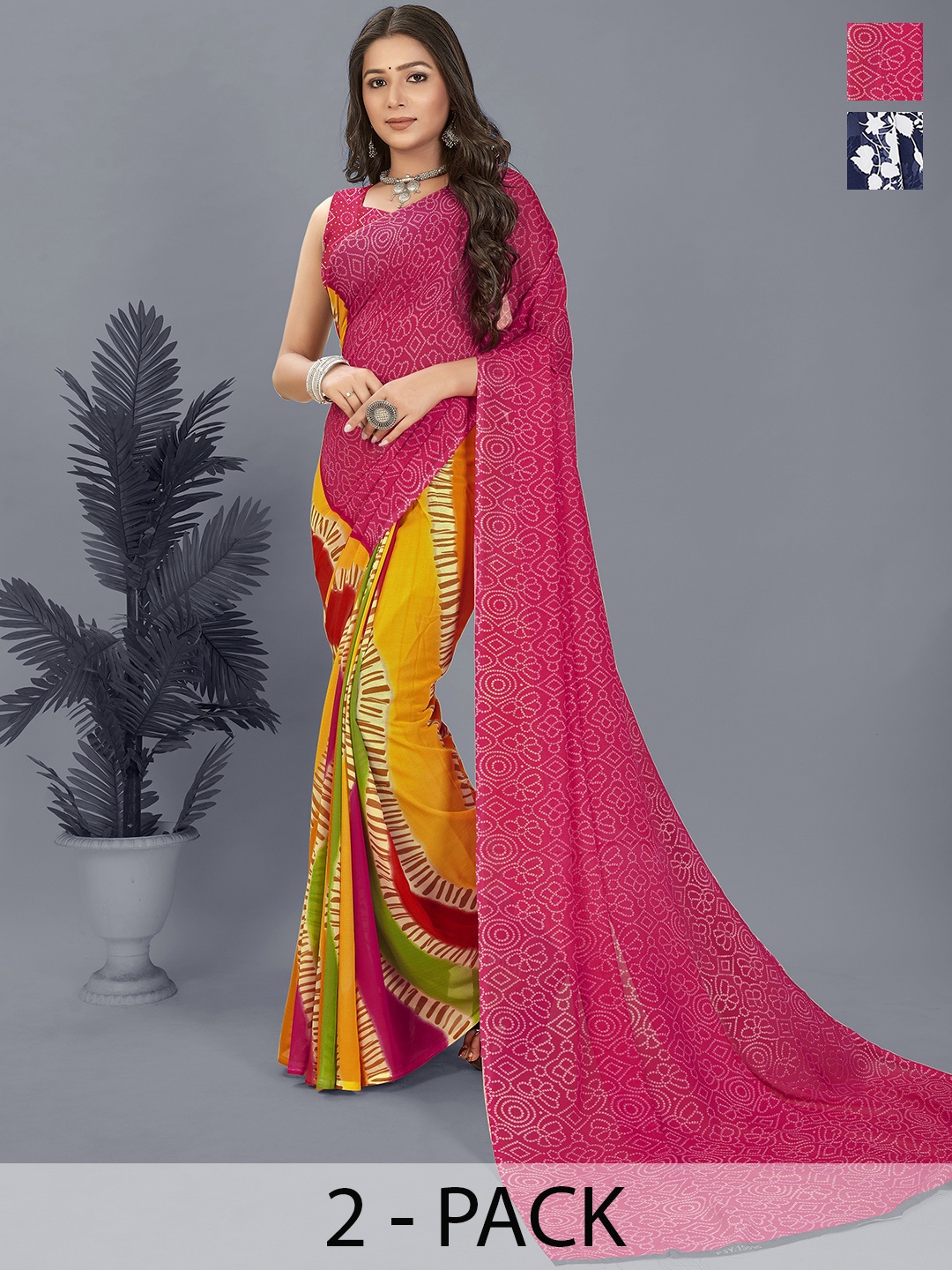 

ANAND SAREES Floral Poly Georgette Saree, Blue