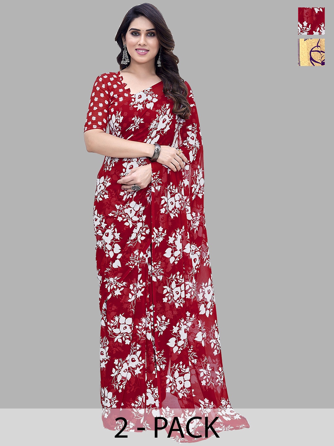 

ANAND SAREES Ethnic Motifs Poly Georgette Saree, Yellow