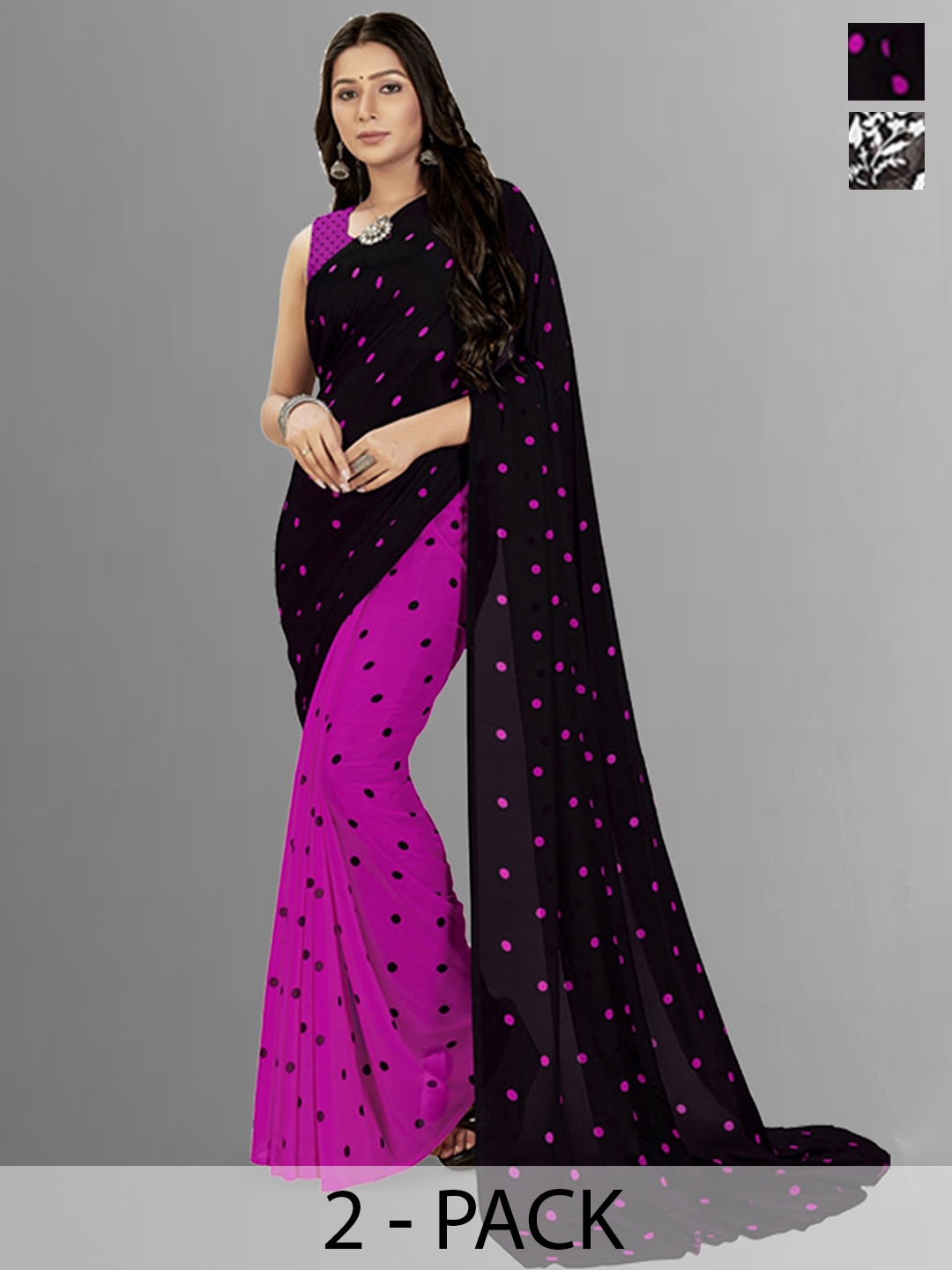 

ANAND SAREES Selection Of 2 Printed Saree, Purple