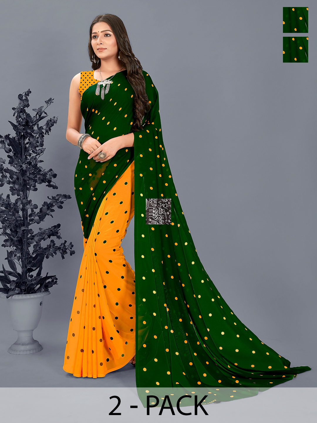 

ANAND SAREES Ethnic Motifs Poly Georgette Saree, Navy blue