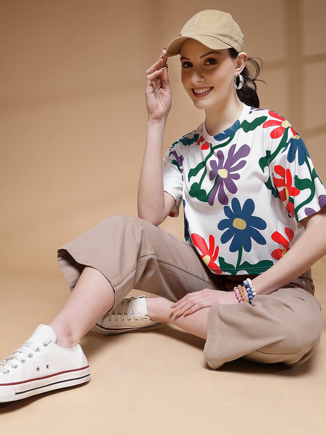

Selvia Floral Printed Top, White
