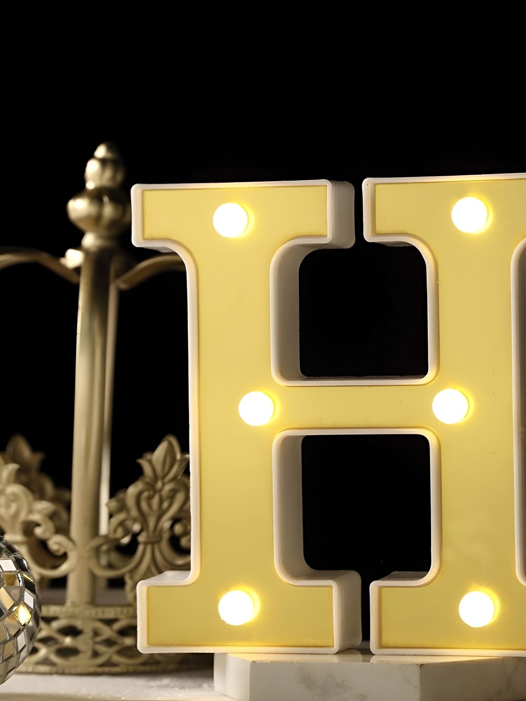 

Satyam Kraft Gold-Toned Contemporary Acrylic Alphabet H Shaped Led Light