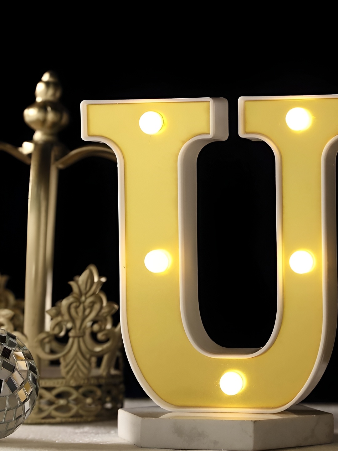 

Satyam Kraft Gold-Toned Acrylic Marquee Letter Alphabet Shaped Table Lamps