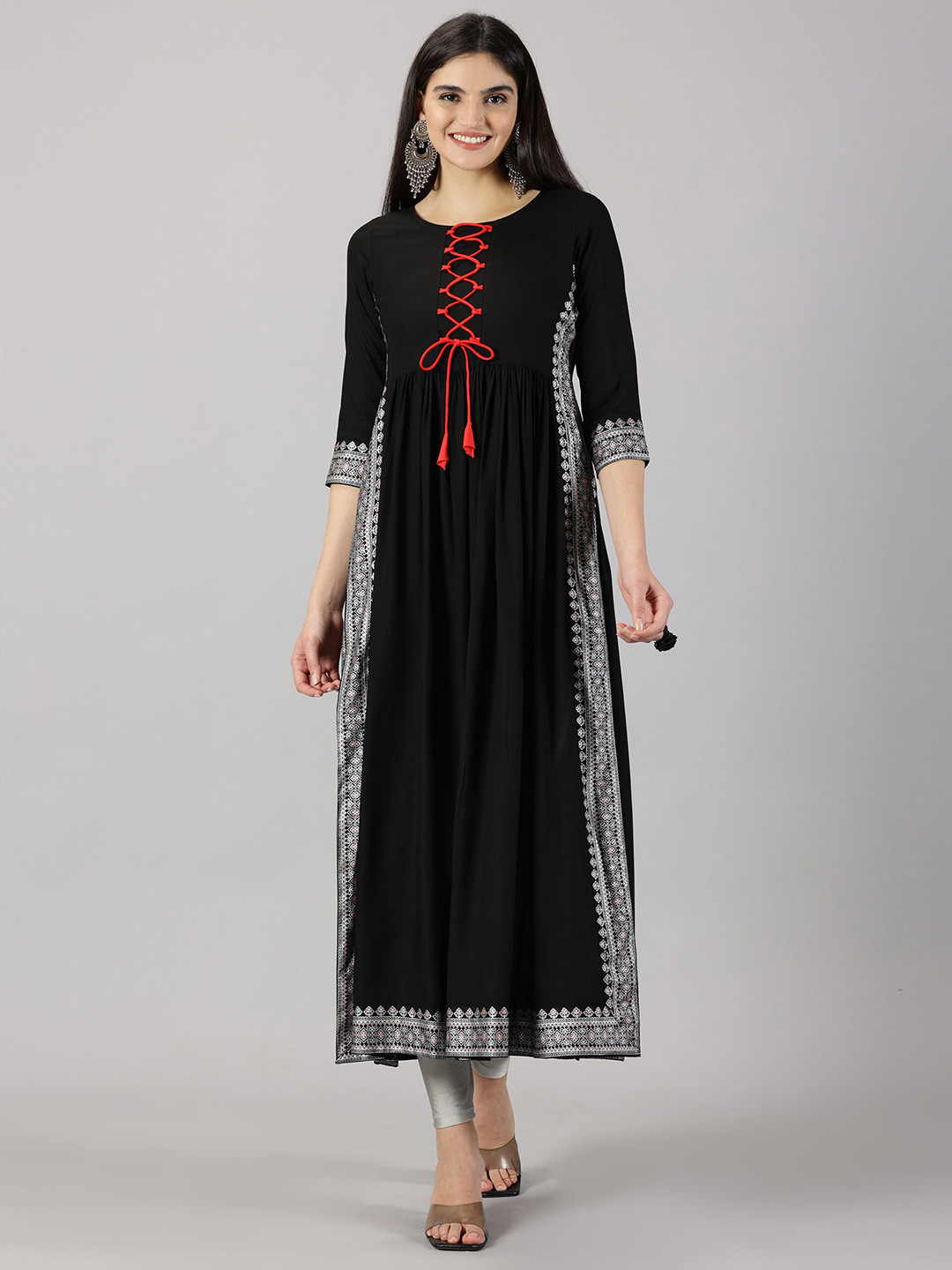 

HEERAJI Round Neck Maxi Dress, Black