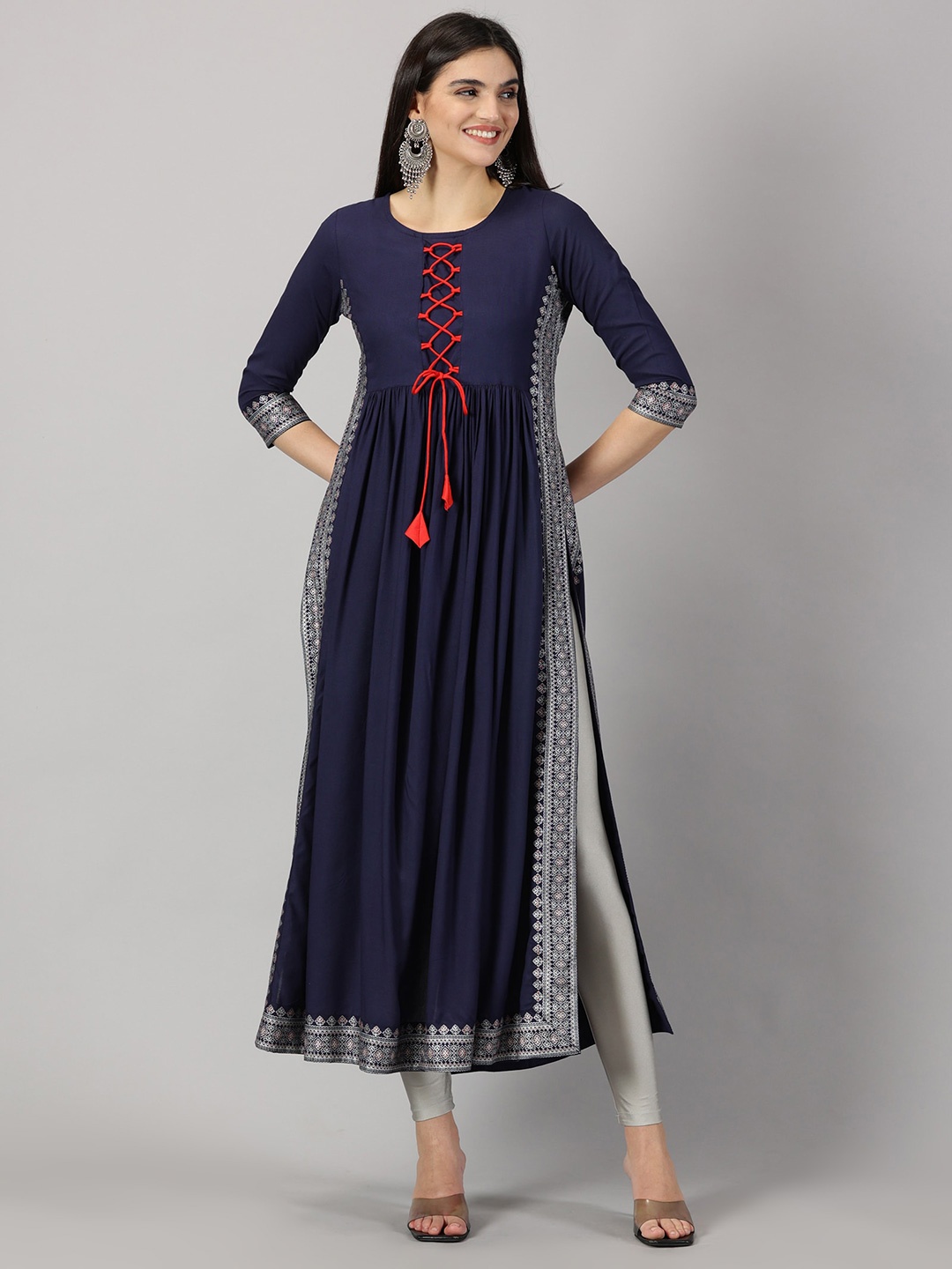 

HEERAJI Round Neck Maxi Dress, Blue