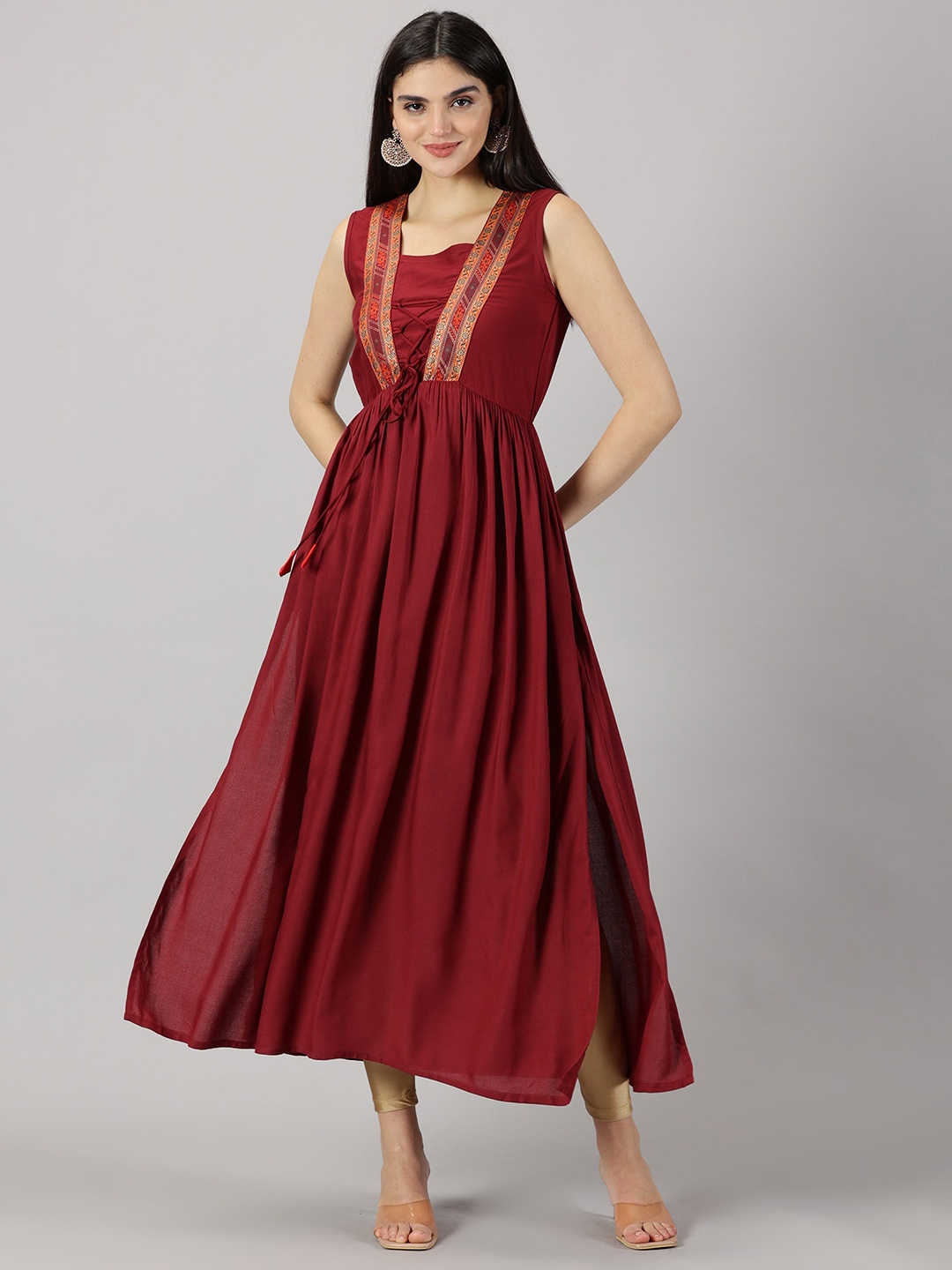 

HEERAJI Sleeveless Maxi Dress, Maroon