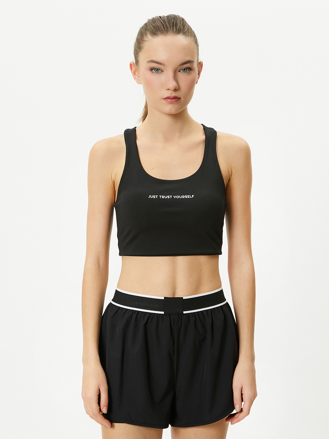 

Koton Full Coverage Lightly Padded Workout Bra With All Day Comfort, Black