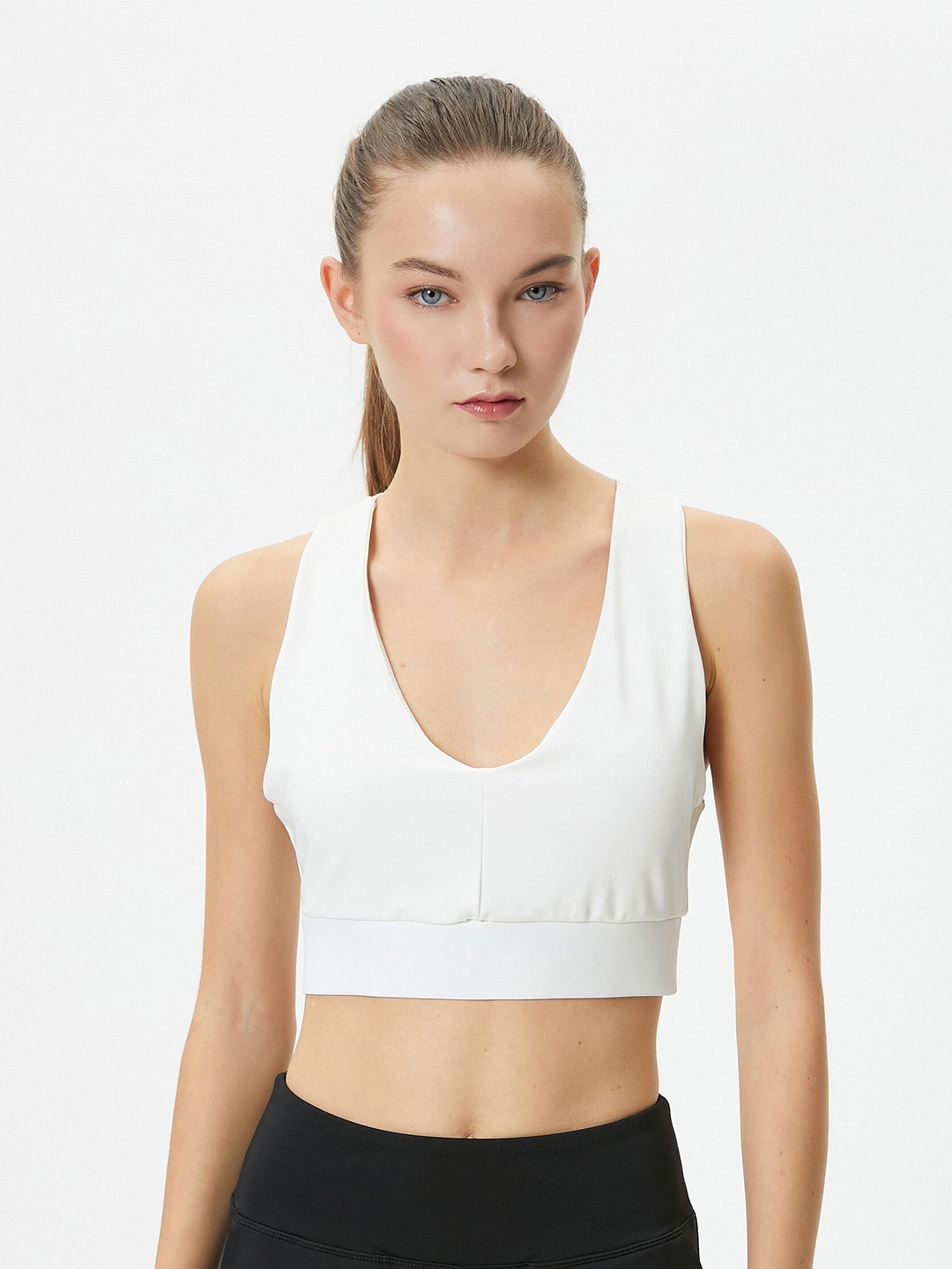 

Koton Full Coverage Lightly Padded Training or Gym Workout Bra With All Day Comfort, White