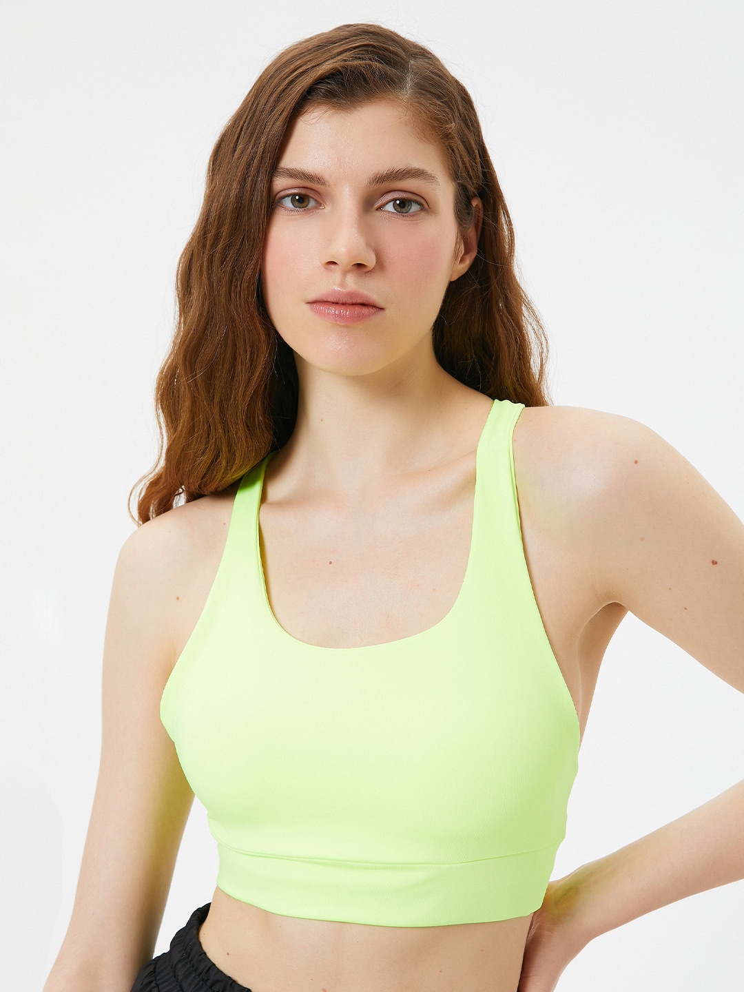 

Koton Full Coverage Lightly Padded Workout Bra With All Day Comfort, Green