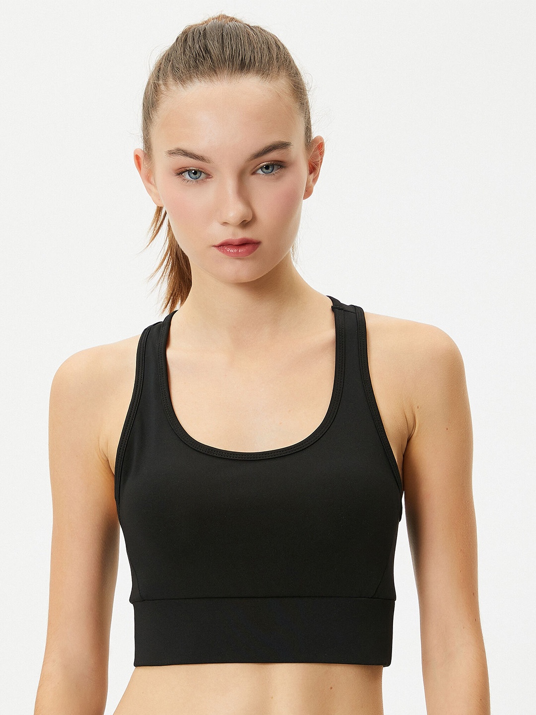 

Koton Full Coverage Lightly Padded Workout Bra With All Day Comfort, Black