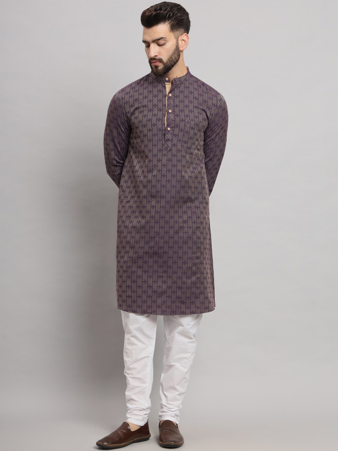 

Latest Chikan Garments Geometric Woven Design Straight Kurta, Purple