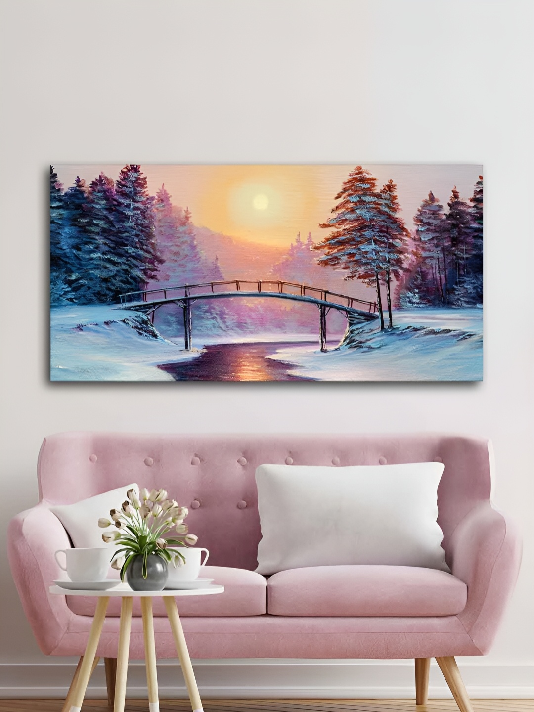 

VibeCrafts White & Orange Canvas Painting Wall Art