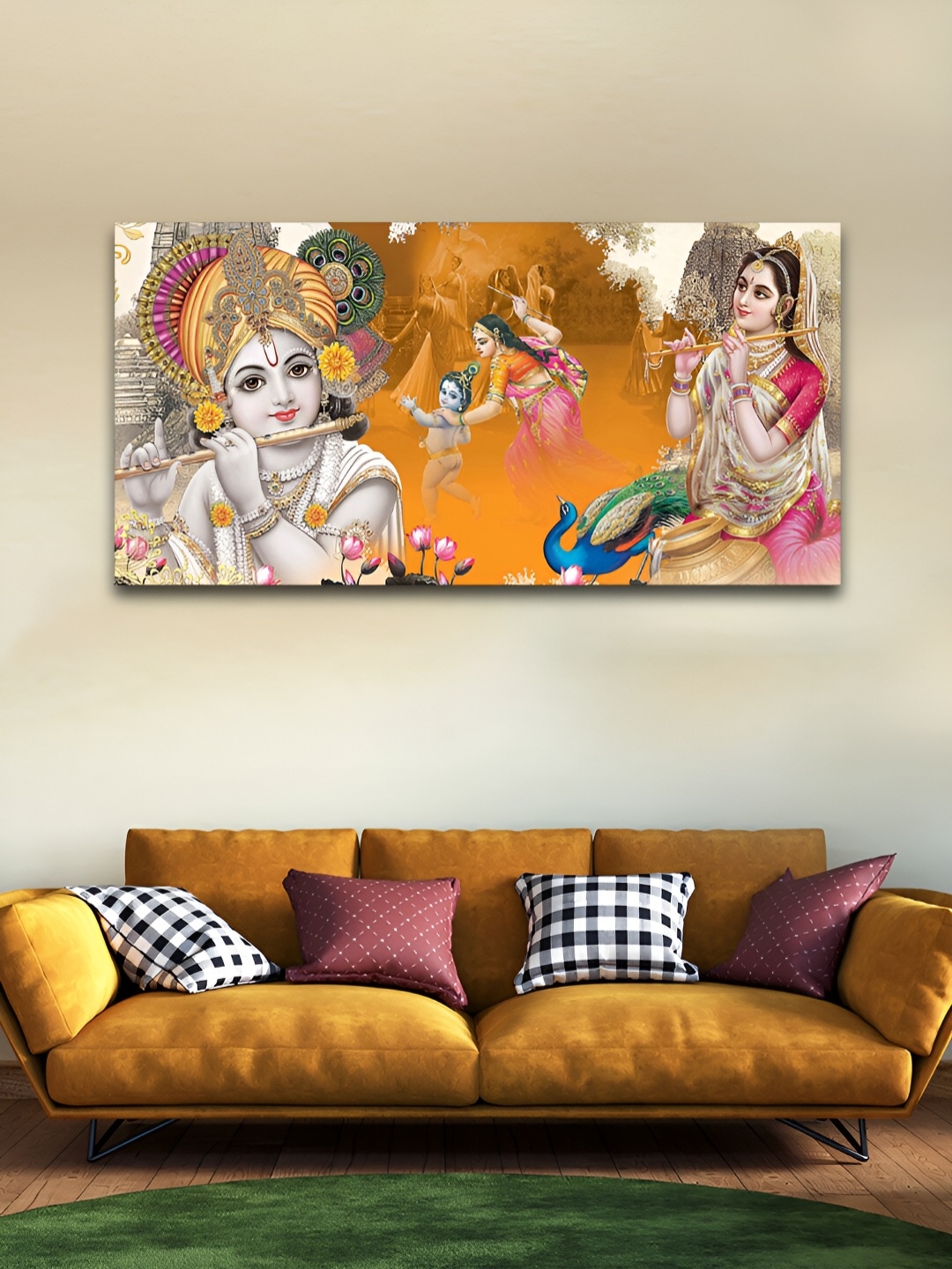 

VibeCrafts Grey & Pink Religious Canvas Painting Wall Art